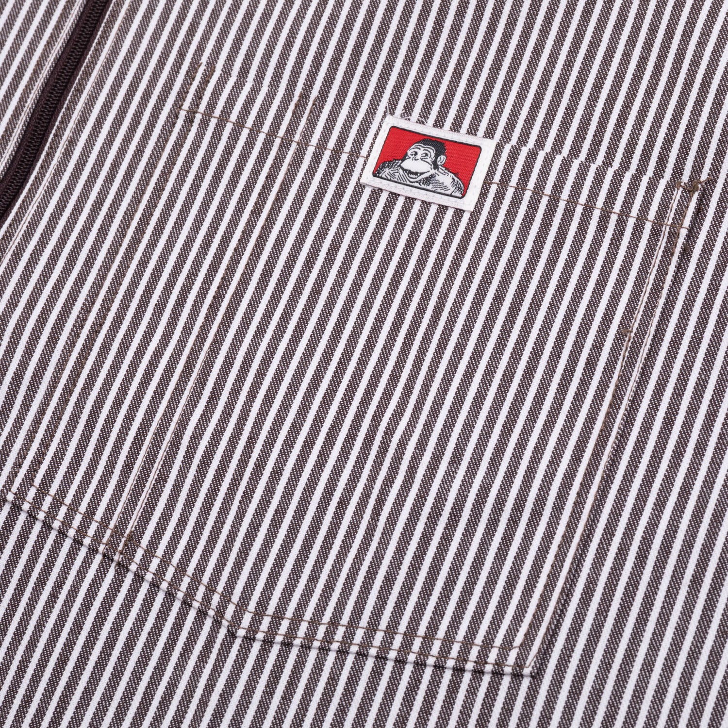 Ben Davis Striped 1/2 Zip Short-Sleeve Shirt - Brown - Image 3
