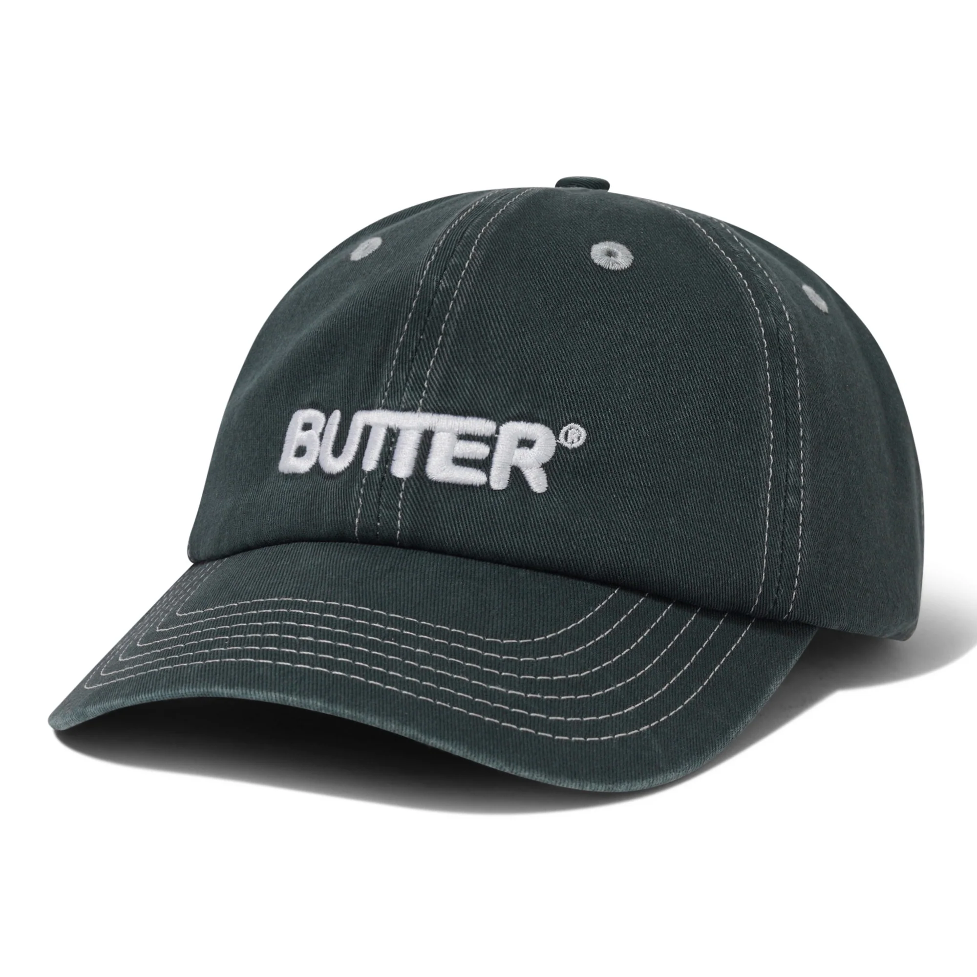 Butter Goods Rounded Logo 6 Panel Cap - Washed Black