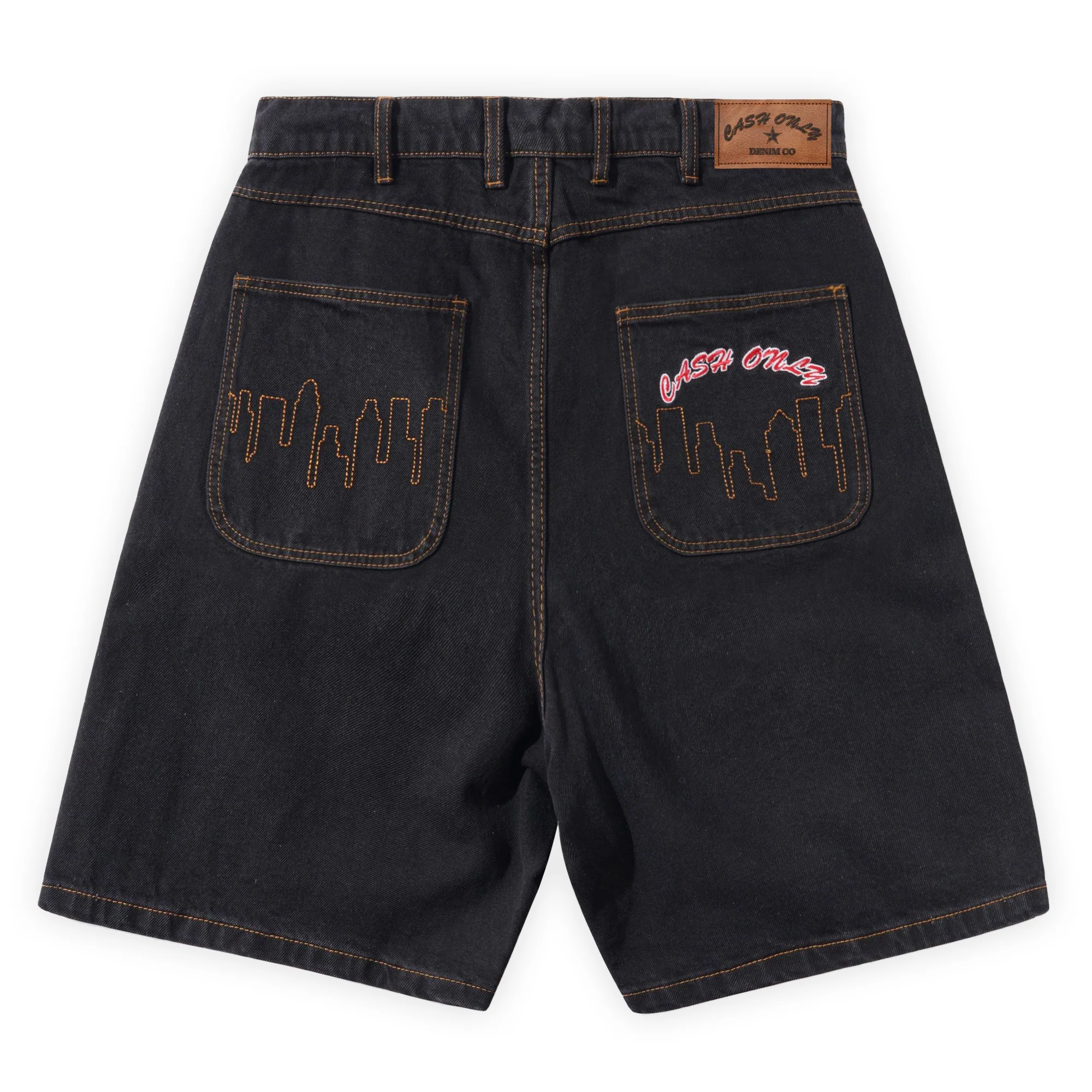 Cash Only Logo Denim Shorts - Washed Black - Image 2