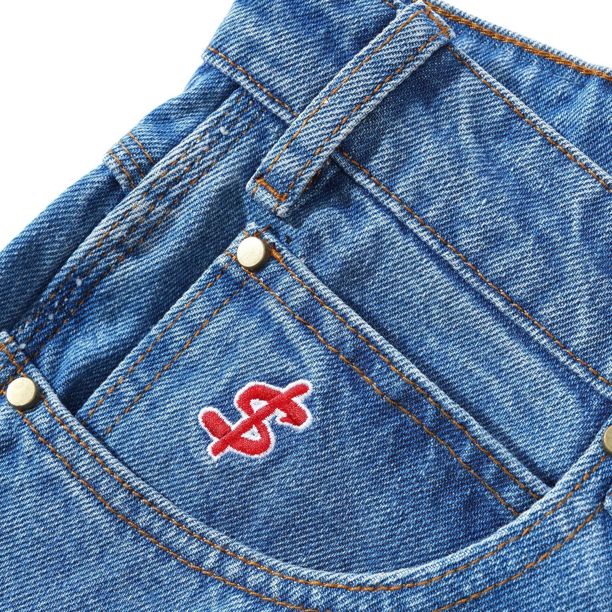 Cash Only Logo Denim Shorts - Washed Indigo - Image 4
