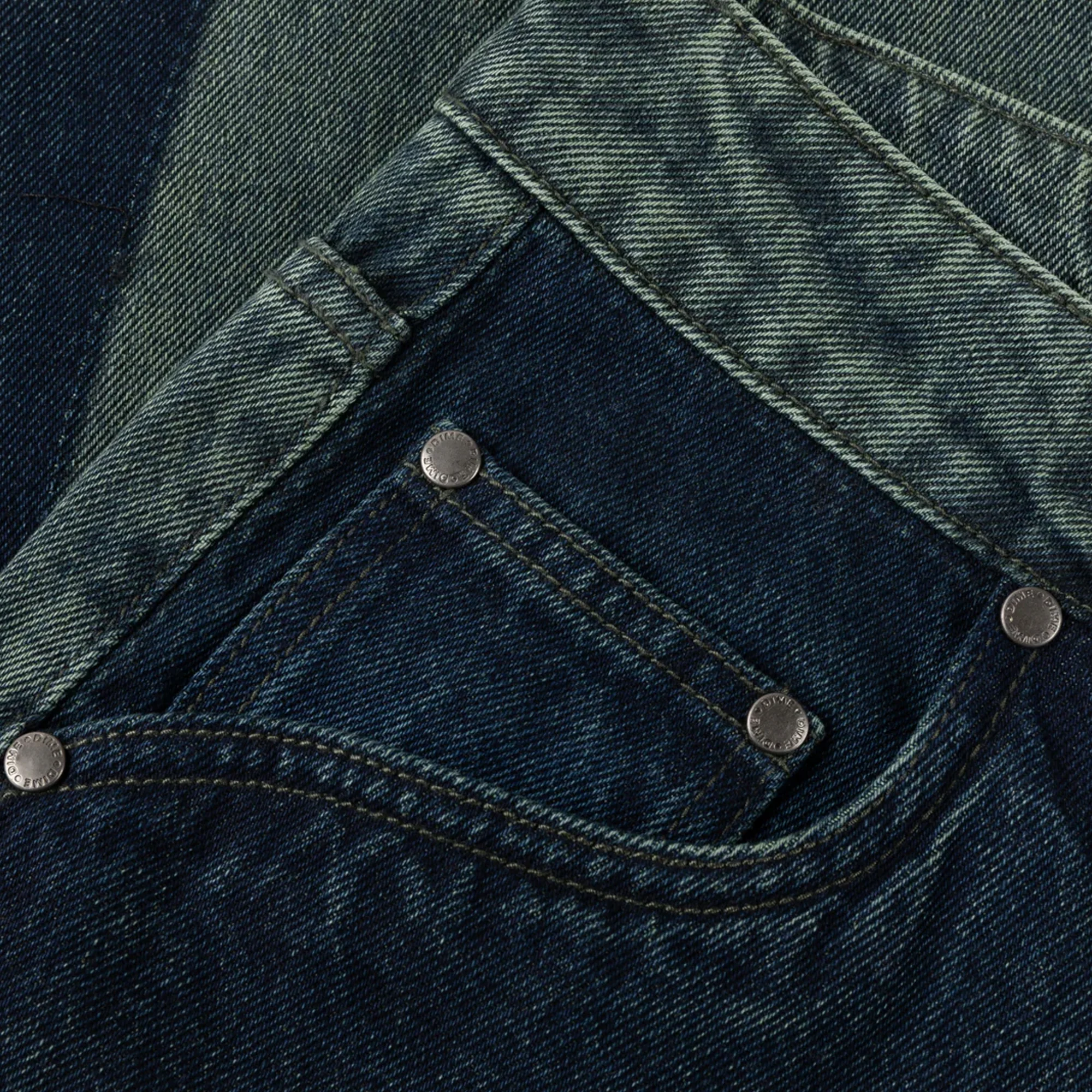 Dime Baggy Denim Pants - Distressed Green - Image 3