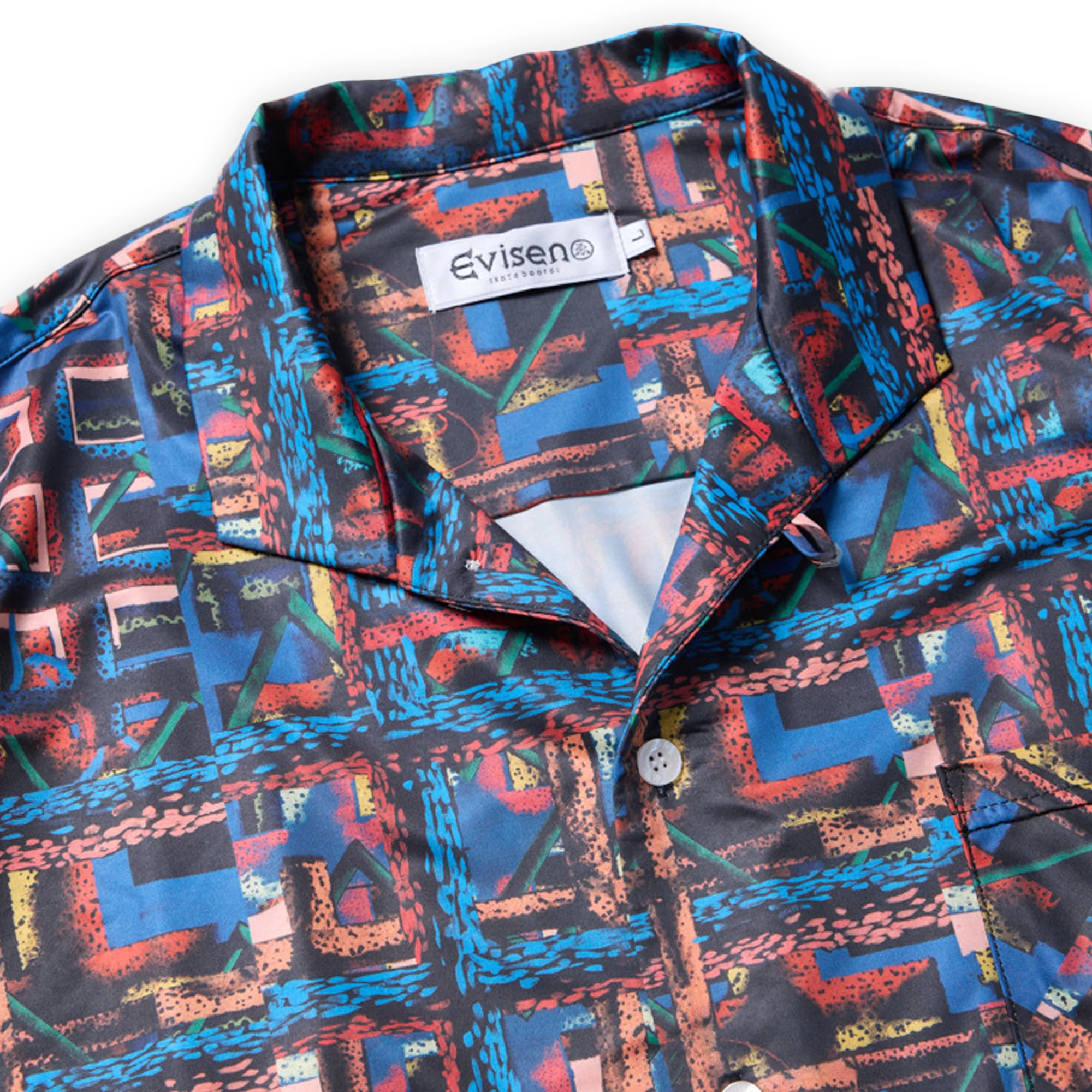 Evisen Julien Open S/S Shirt - Blue / Orange - Image 3