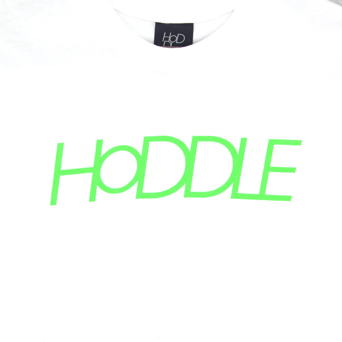 HODDLE "LOGO" TEE WHITE - GREEN LOGO - Image 2