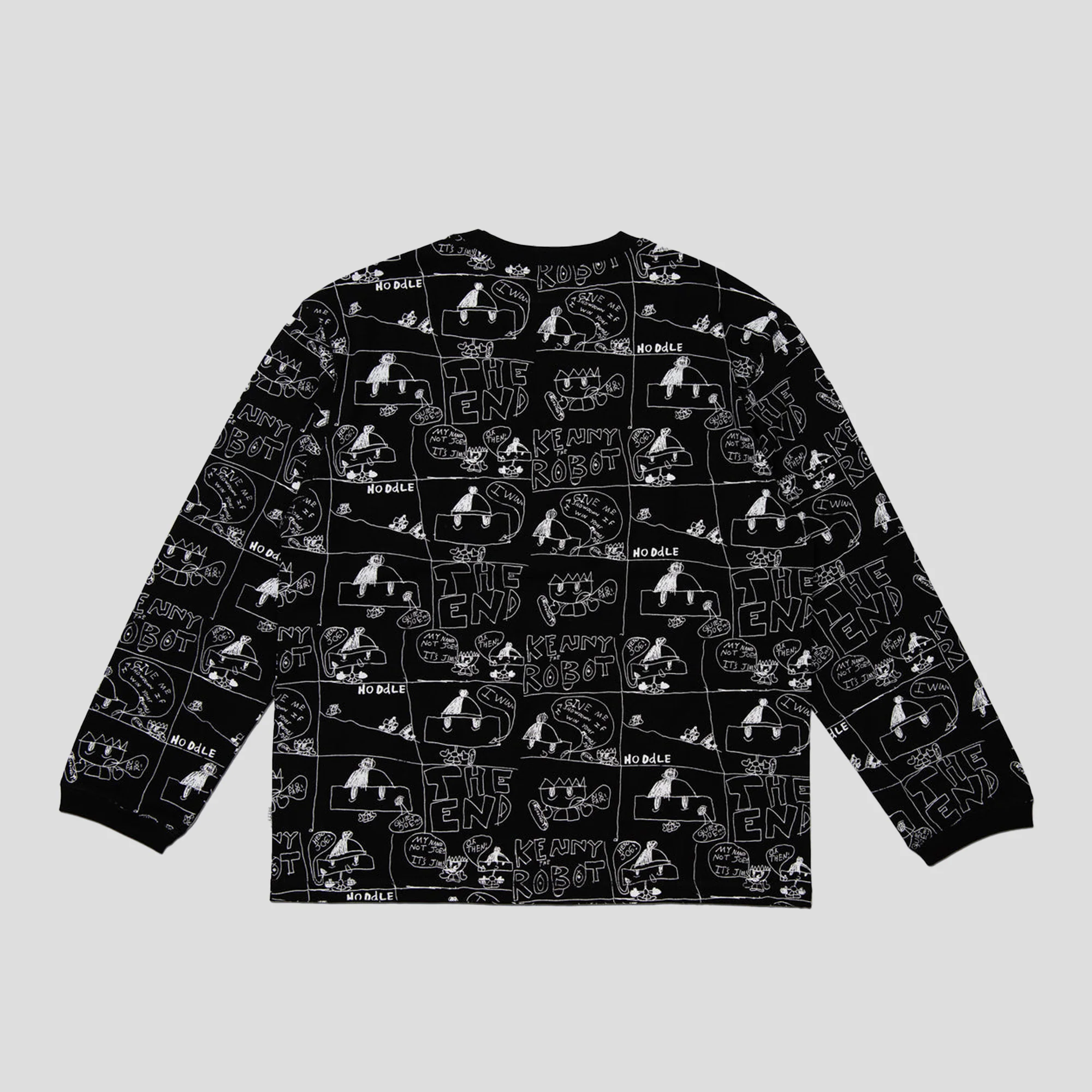 Hoddle Quiet Joe Long-Sleeve Tee - Black / White - Image 3