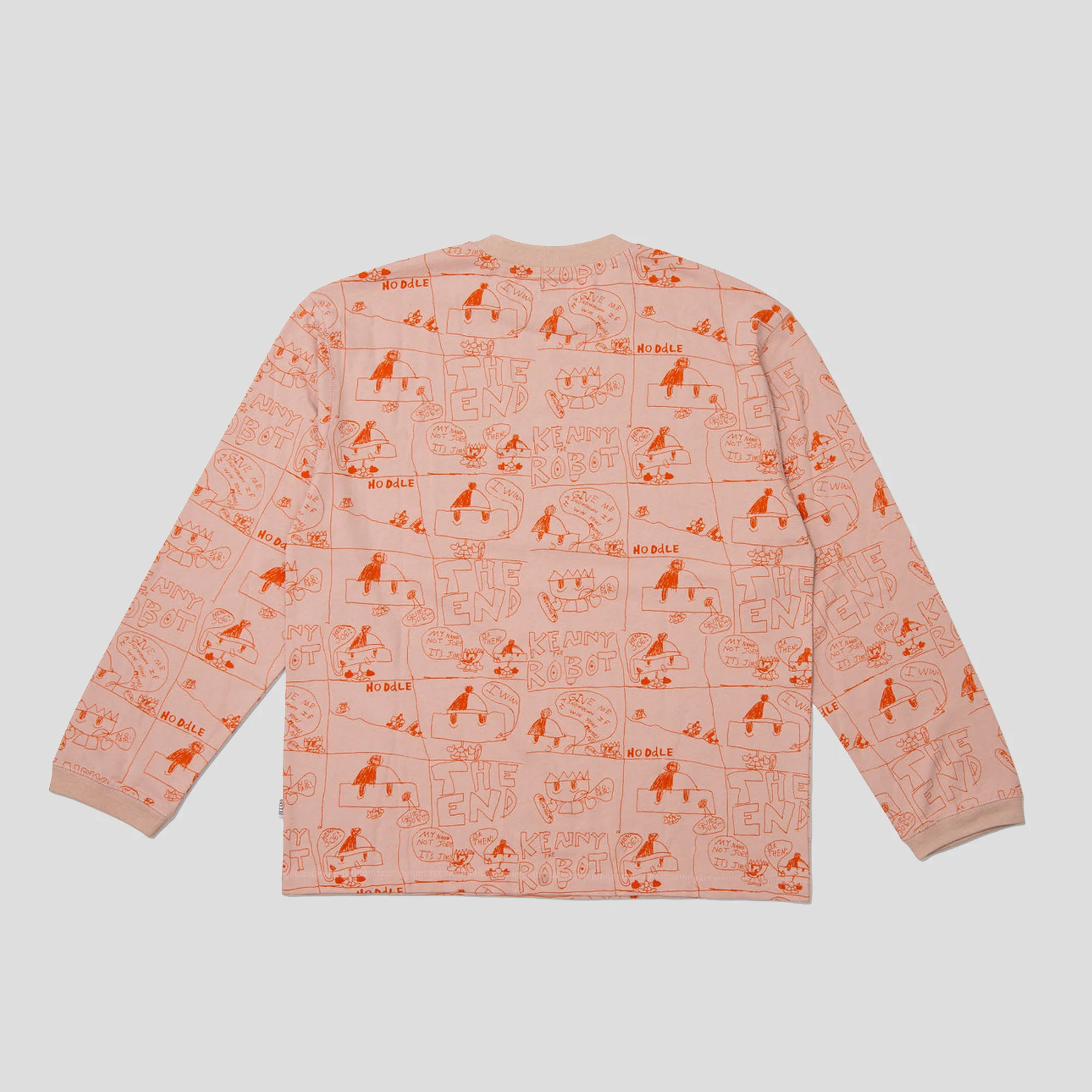 Hoddle Quiet Joe Long-Sleeve Tee - Salmon / Burnt Orange - Image 3