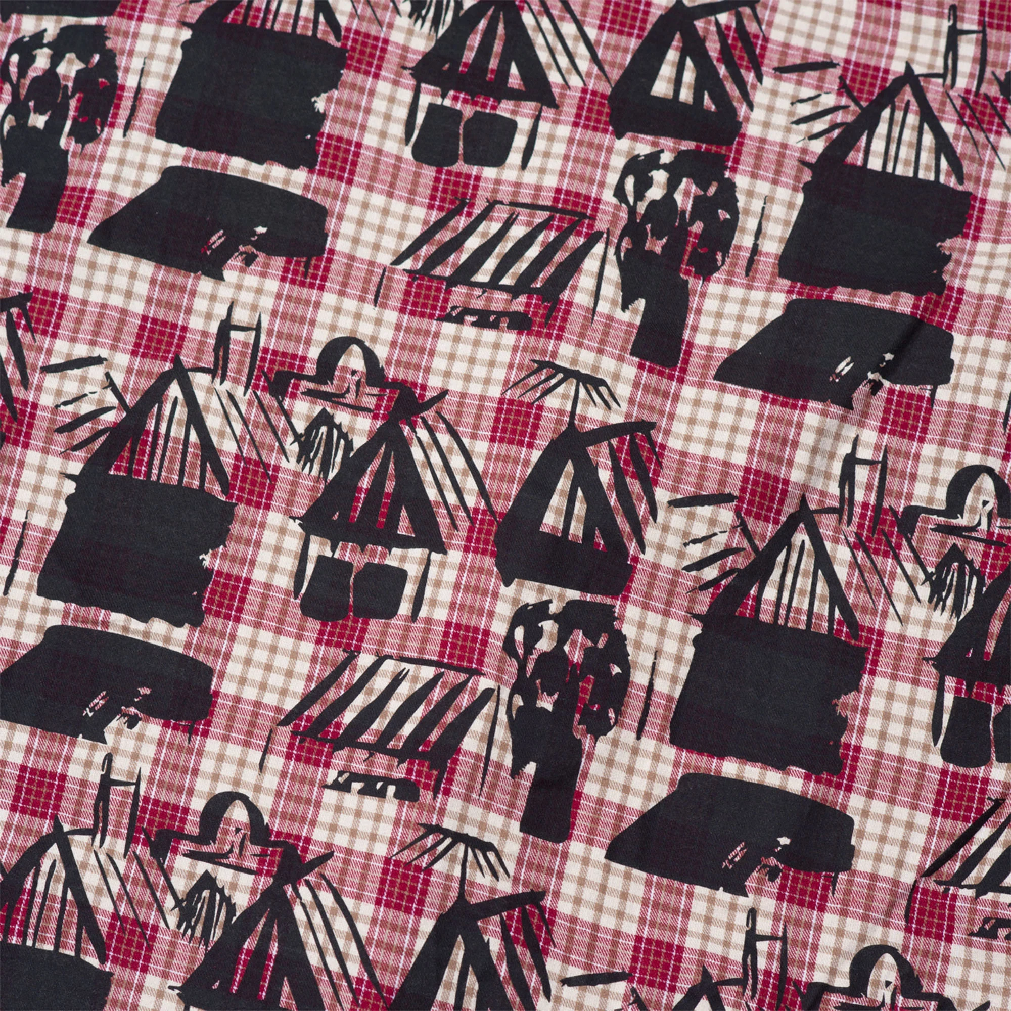 Hoddle Skyline Zip Up Flannel Shirt - Navy Plaid / Red Plaid - Image 6