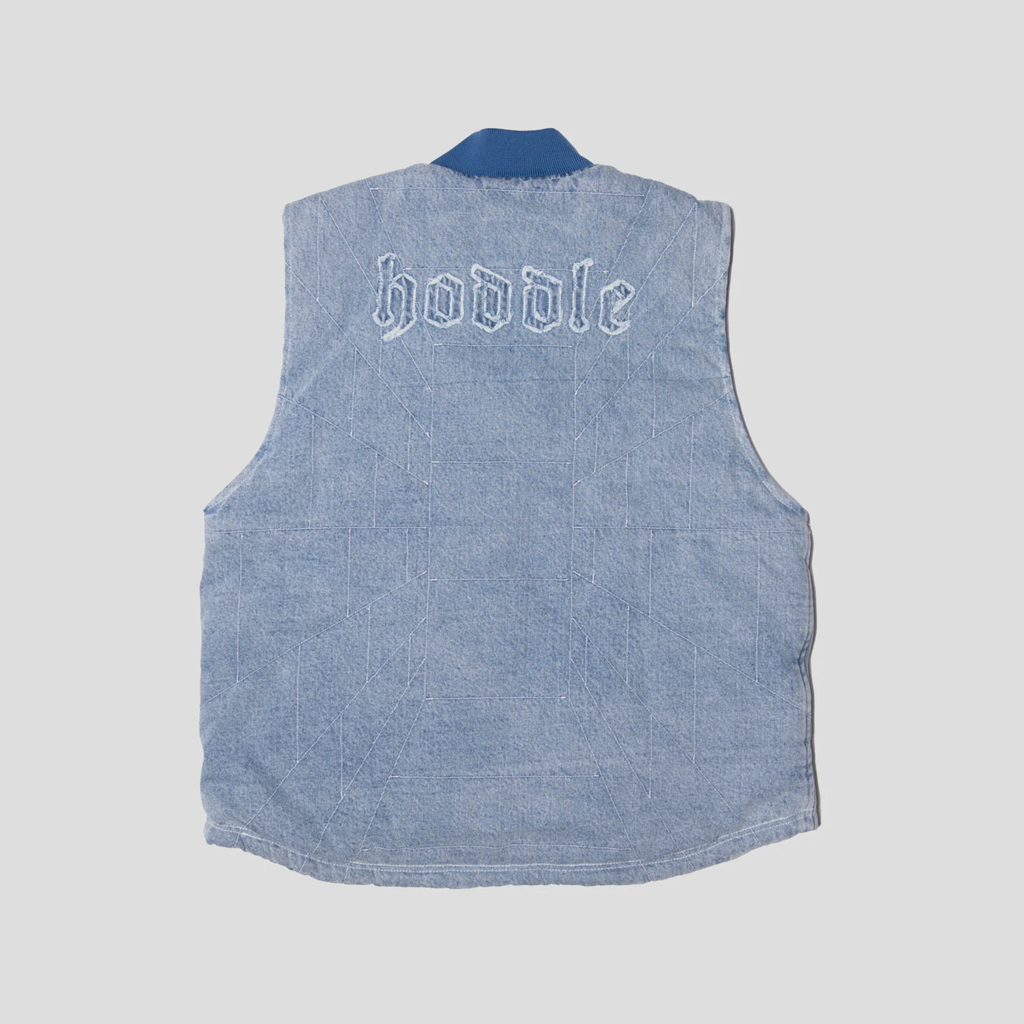 Hoddle Zip Up Carpenter Vest - Blue Denim Wash - Image 4