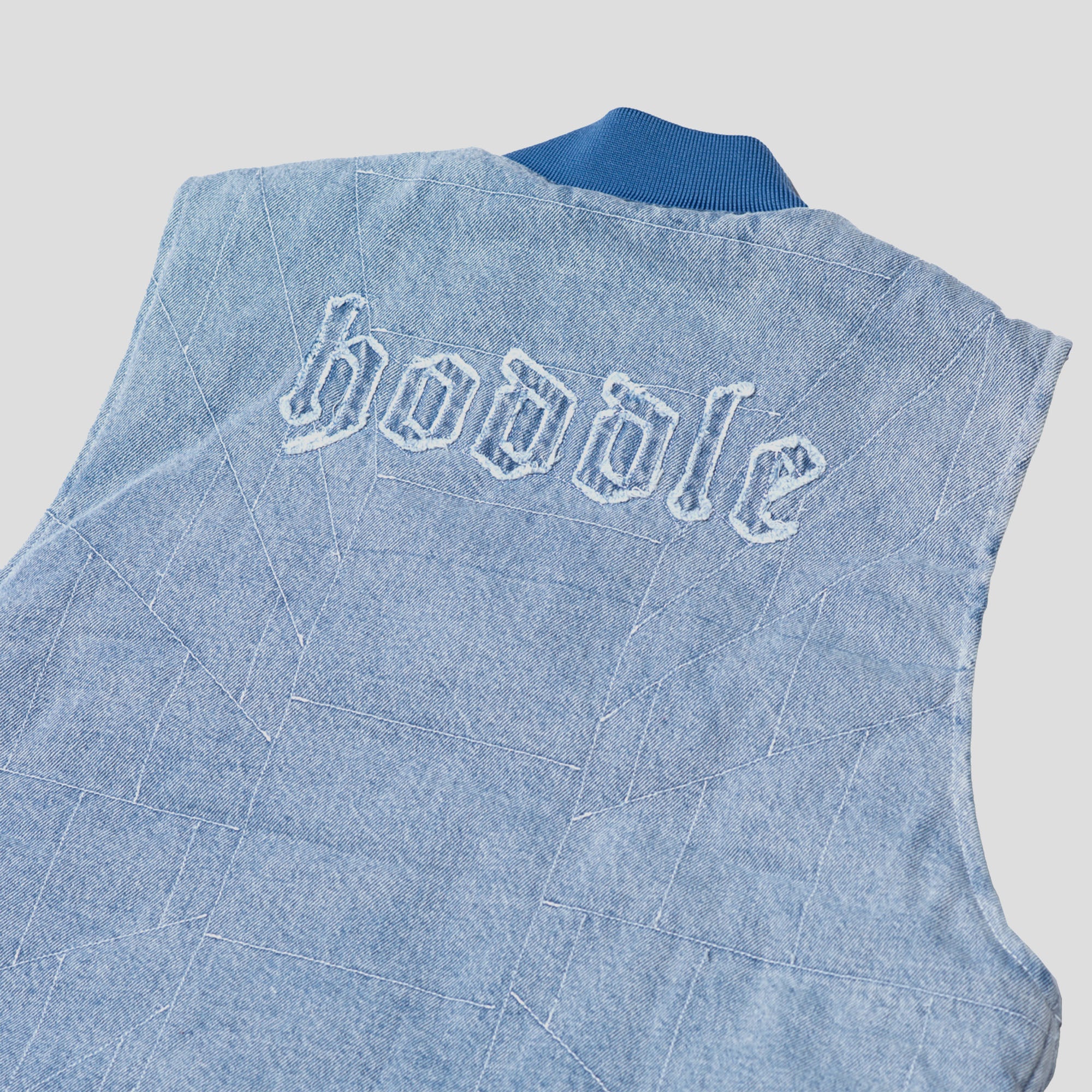 Hoddle Zip Up Carpenter Vest - Blue Denim Wash - Image 5