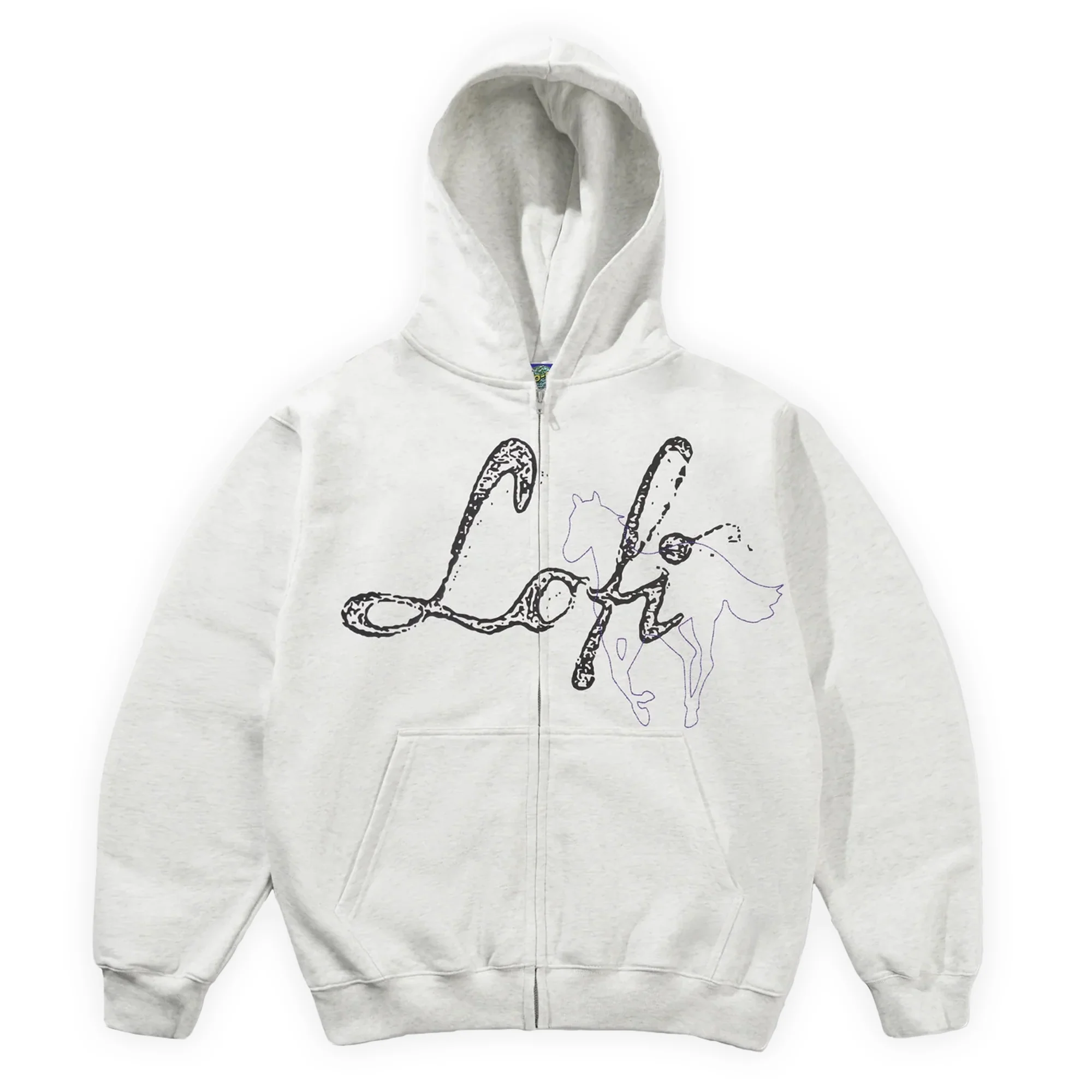 Lo-Fi Gallop Zip-Thru Hood - Ash