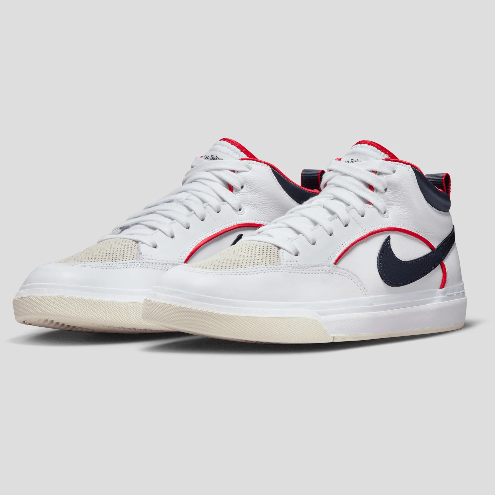 Nike SB React Leo Premium - White / University Red / Midnight Navy - Image 4