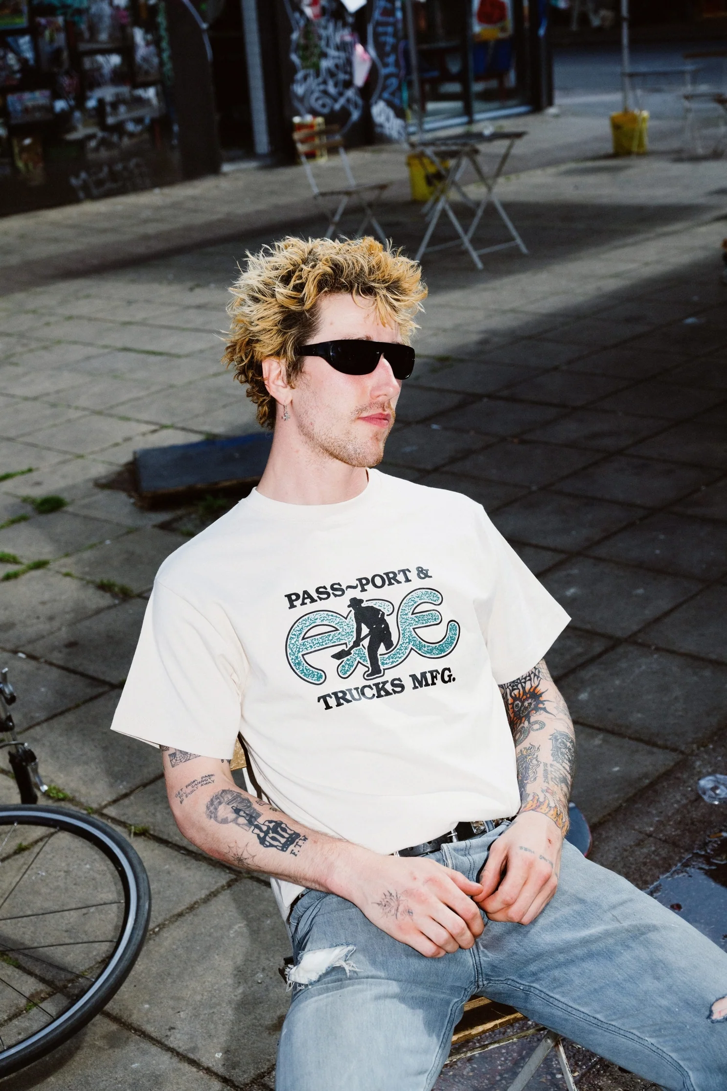 Pass~Port & Ace Trucks MFG Hammertone Tee - Natural - Image 3