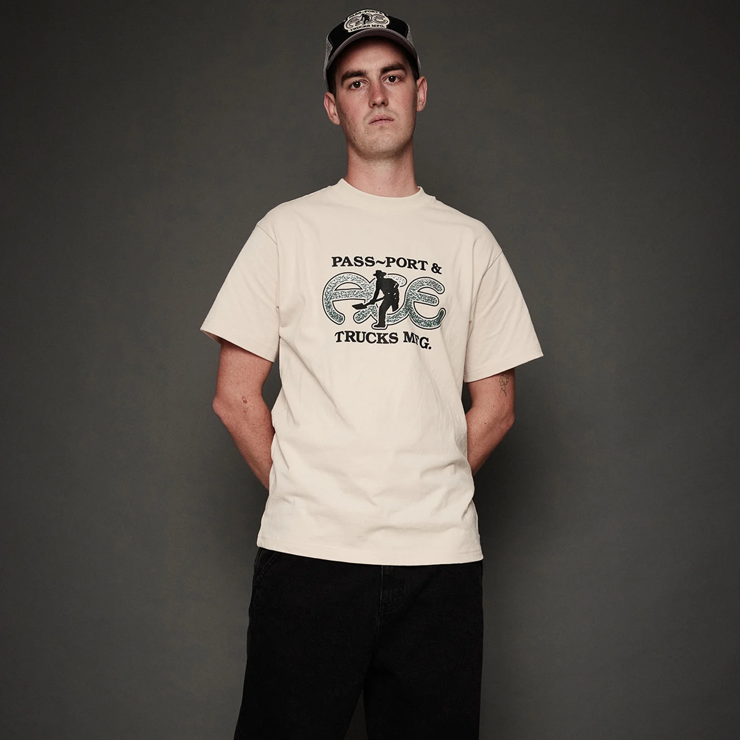 Pass~Port & Ace Trucks MFG Hammertone Tee - Natural - Image 4
