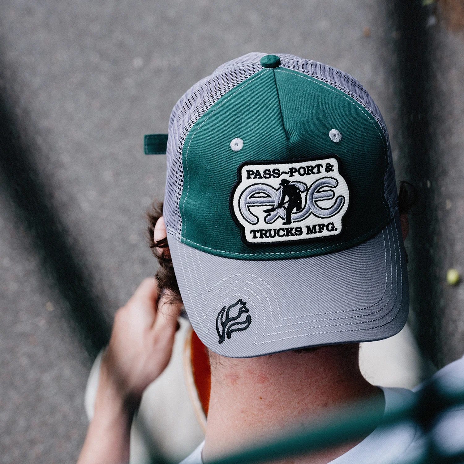 Pass~Port & Ace Trucks MFG Ace Packers Trucker Cap - Green / Steel - Image 2
