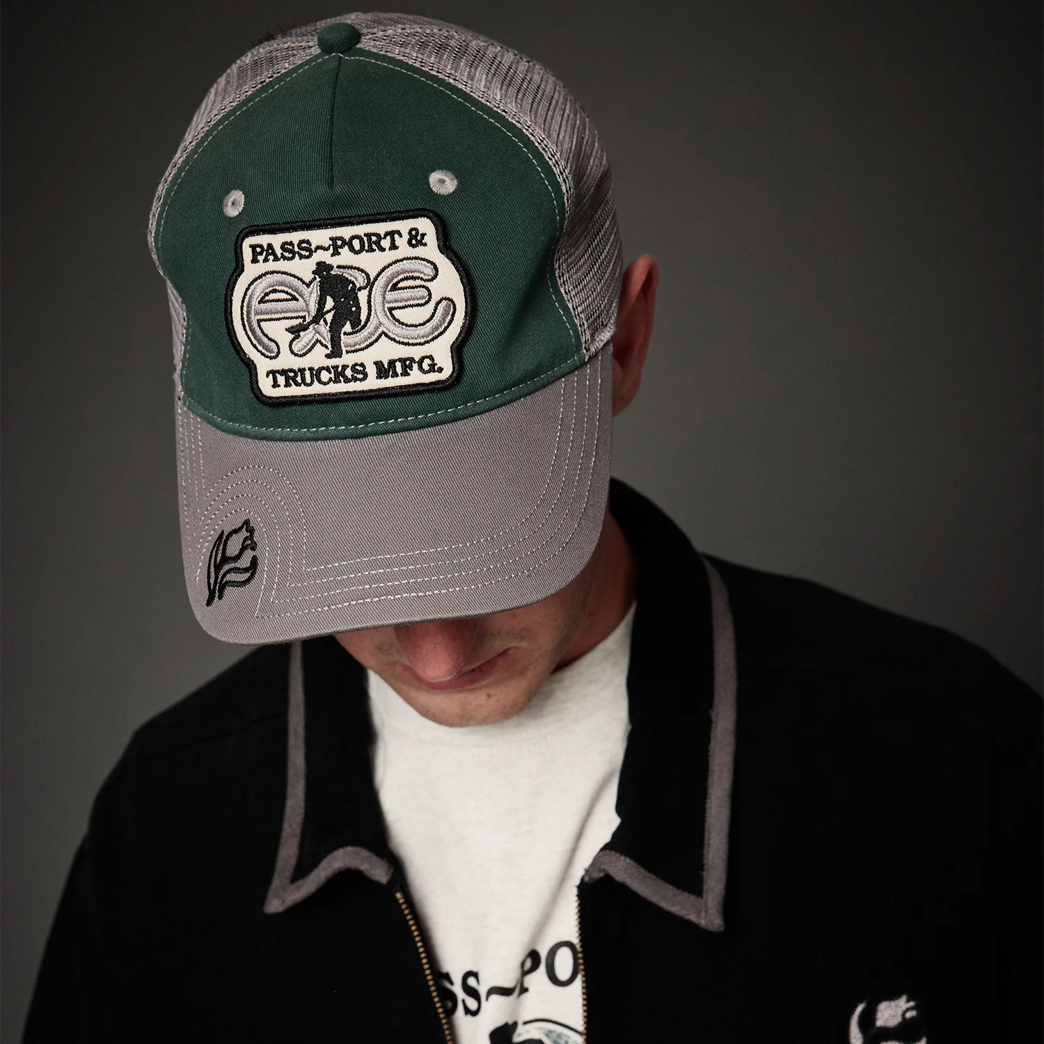 Pass~Port & Ace Trucks MFG Ace Packers Trucker Cap - Green / Steel - Image 3