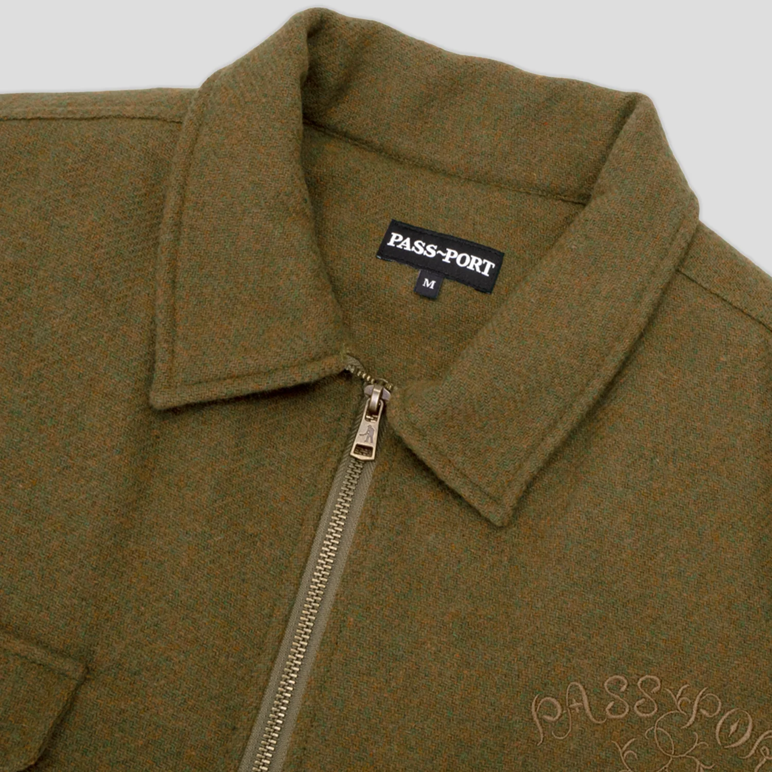 Pass~Port Arthur Wool Zip Jacket - Green Marle - Image 3