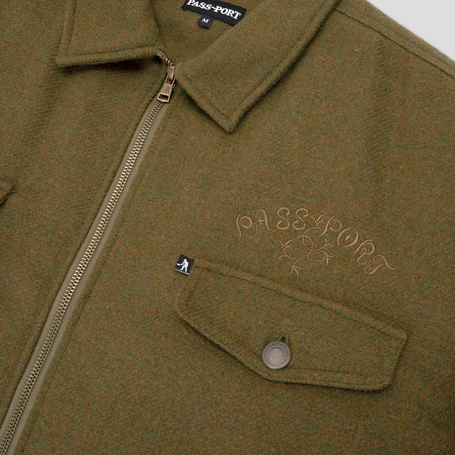 Pass~Port Arthur Wool Zip Jacket - Green Marle - Image 4