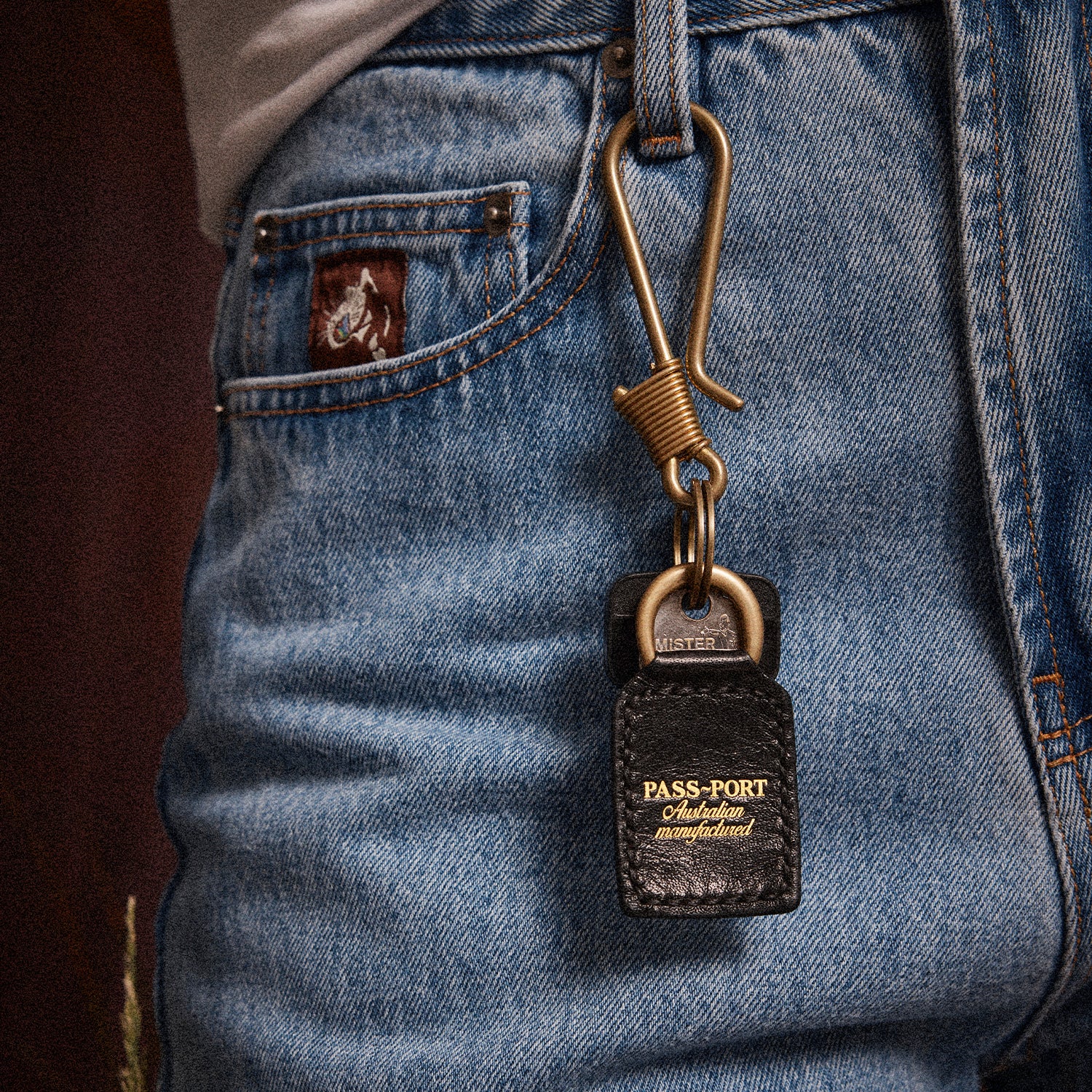 Pass~Port Australian Manufactured Leather Key Fob - Black - Image 3
