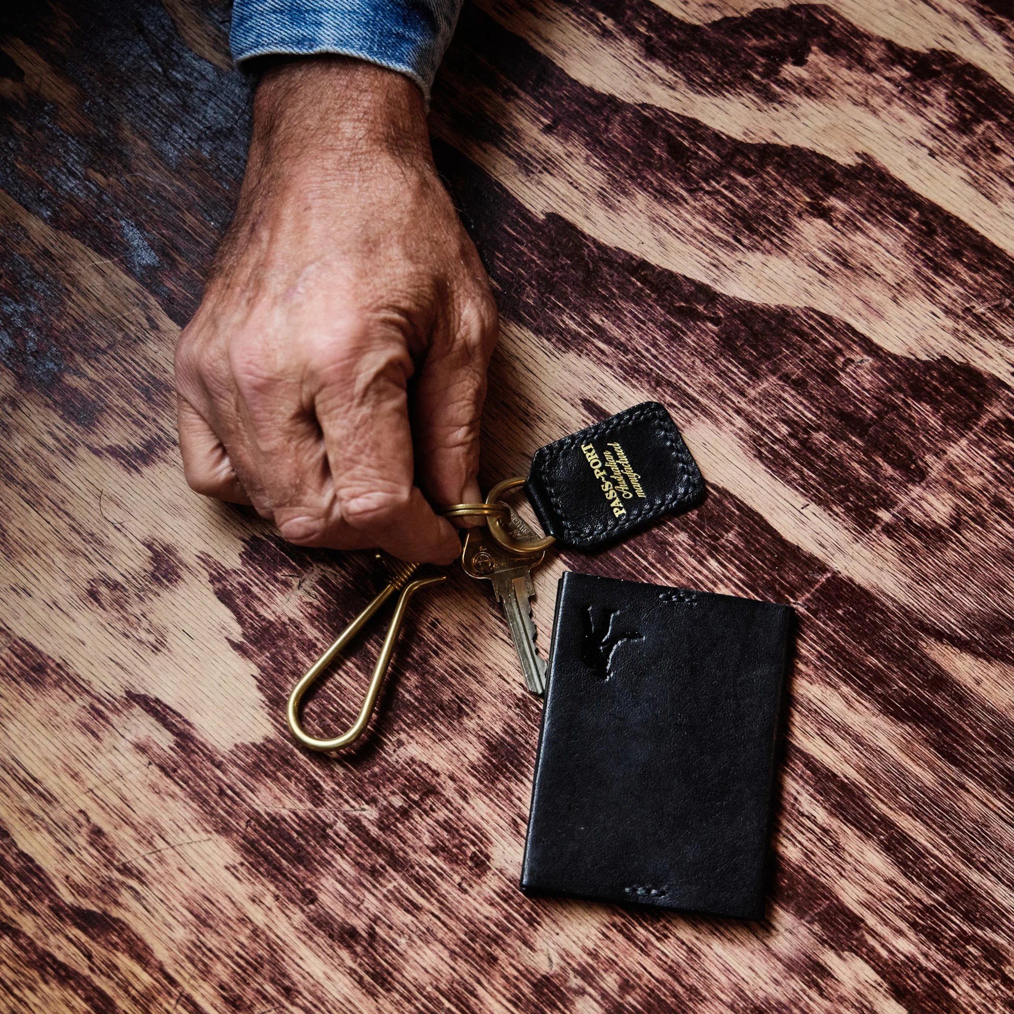 Pass~Port Australian Manufactured Leather Key Fob - Black - Image 4