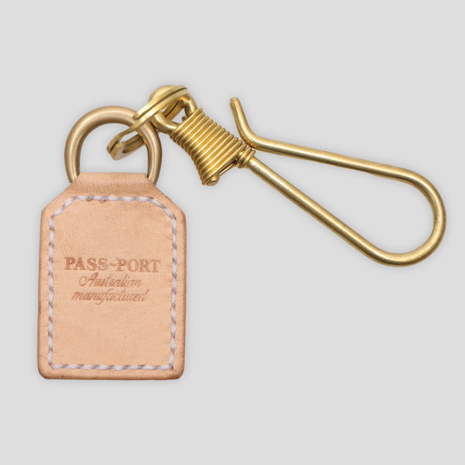 Pass~Port Australian Manufactured Leather Key Fob - Tan - Image 2