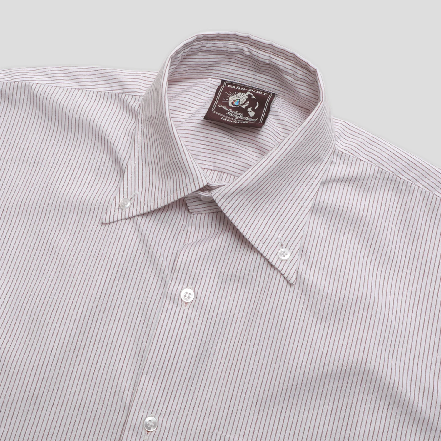 Pass~Port Australian Manufactured Oxford Shirt - Russet Brown Stripe - Image 4