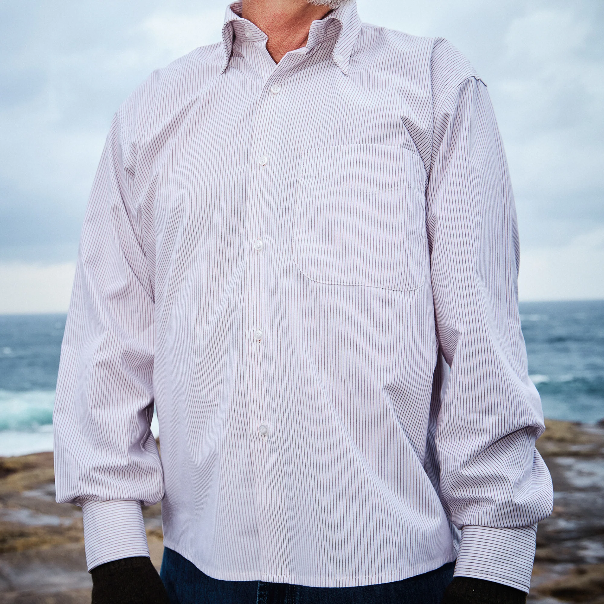 Pass~Port Australian Manufactured Oxford Shirt - Russet Brown Stripe - Image 6