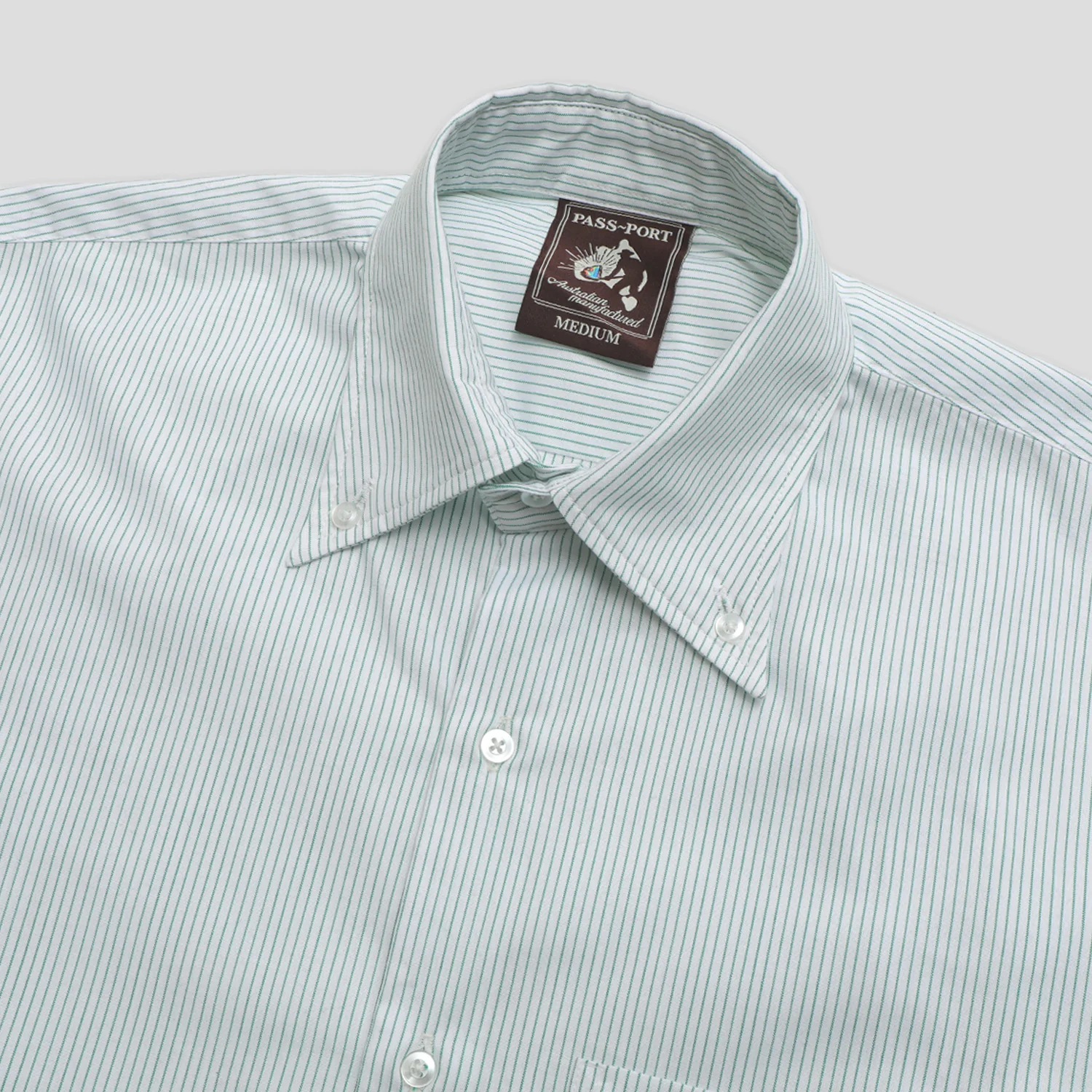 Pass~Port Australian Manufactured Oxford Shirt - Mint Green Stripe - Image 3
