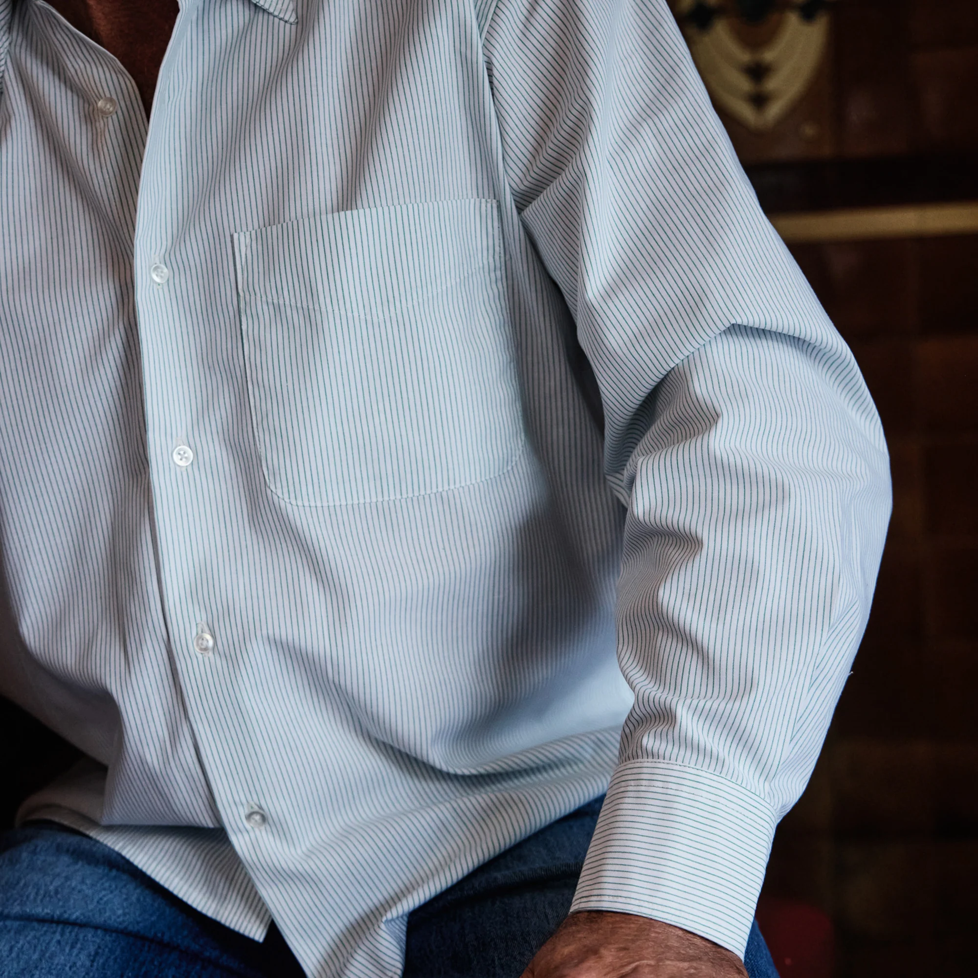 Pass~Port Australian Manufactured Oxford Shirt - Mint Green Stripe - Image 7