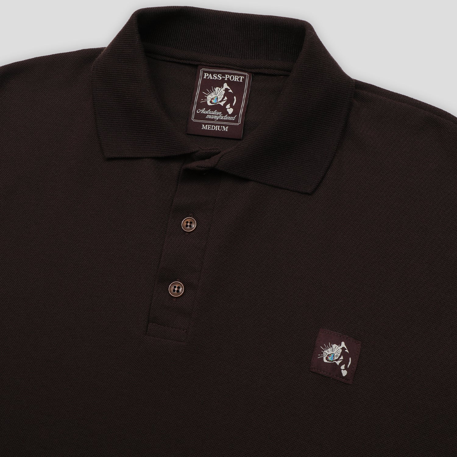 Pass~Port Australian Manufactured Polo Shirt - Brown - Image 3