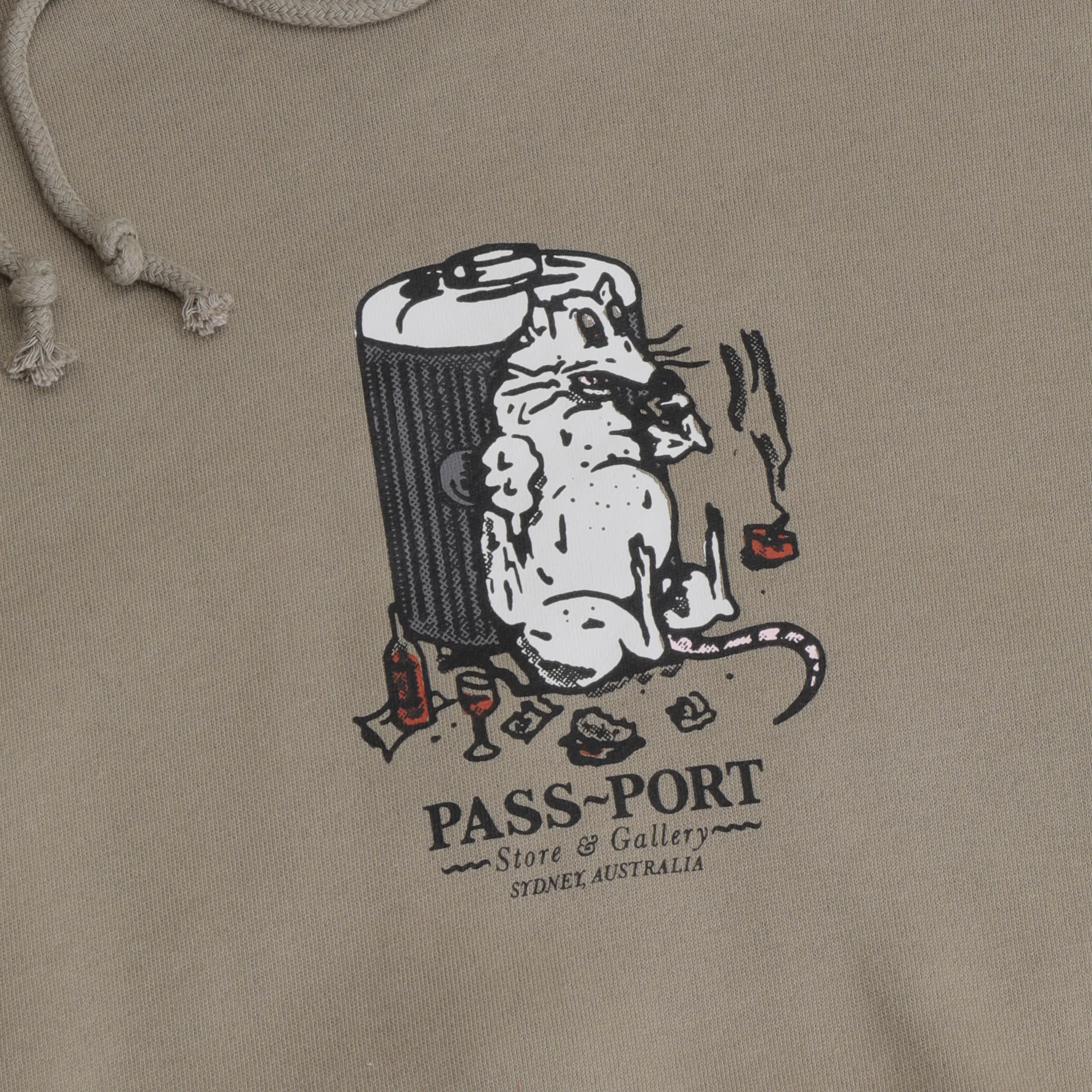 Pass~Port Store & Gallery Exclusive Bin Rat Hoodie - Khaki - Image 2