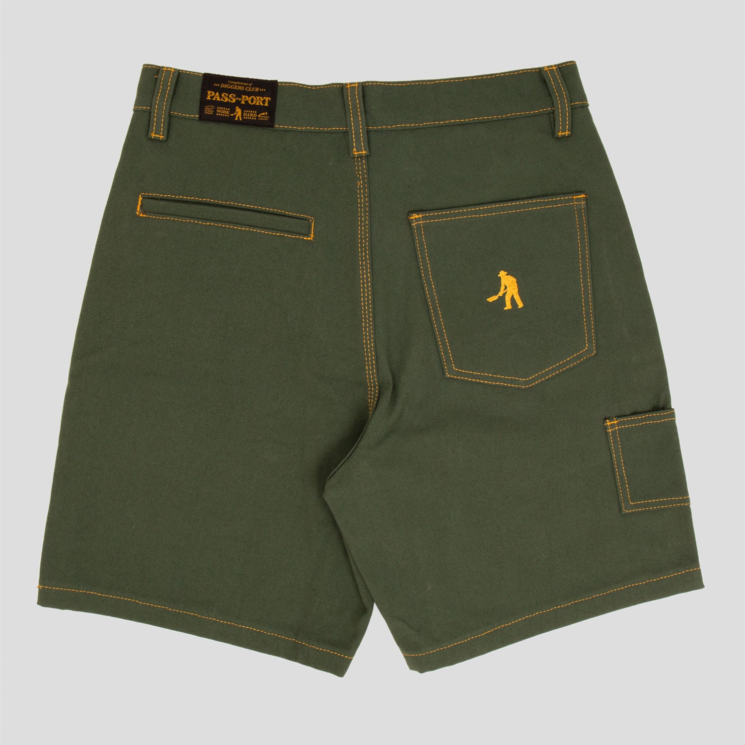 PASS~PORT "DIGGERS CLUB" SHORTS OLIVE - CONTRAST STITCH - Image 4
