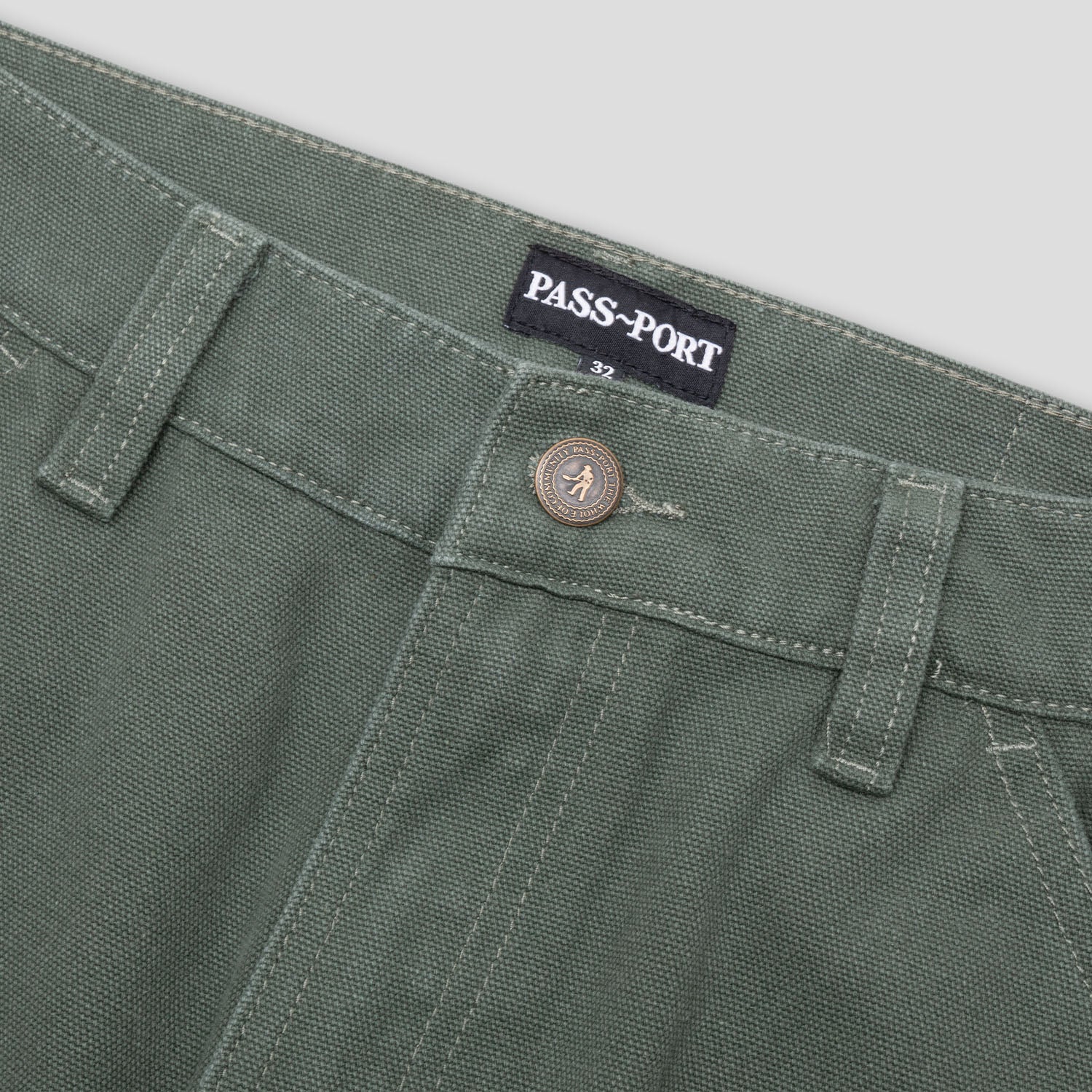 Pass~Port Double Knee Diggers Club Pant - Washed Forest Green - Image 8
