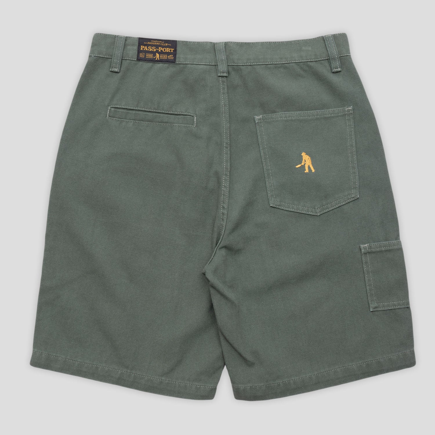 Pass~Port Double Knee Diggers Club Short - Washed Forest Green - Image 6