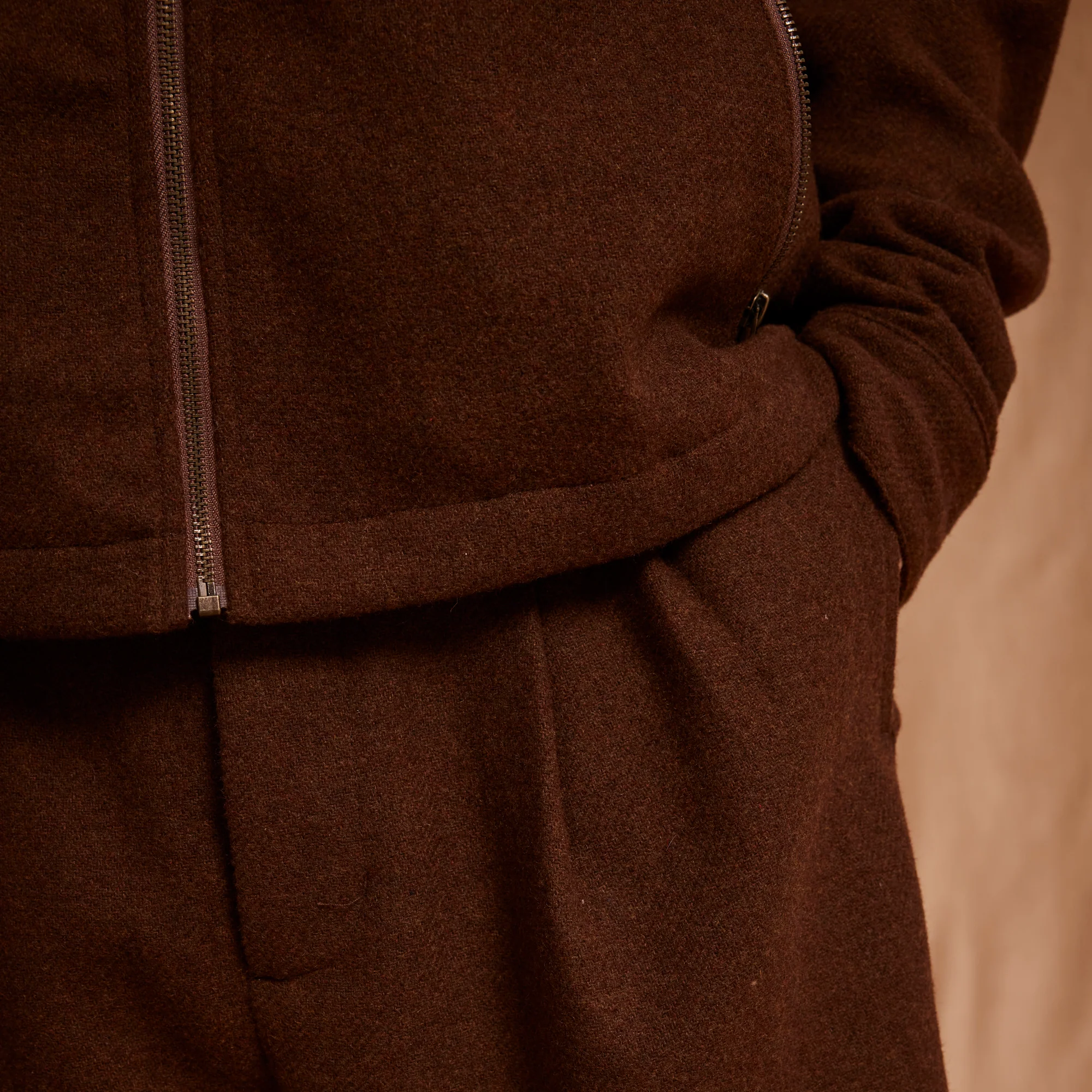 Pass~Port Emblematic Wool Zip Jacket - Brown - Image 5
