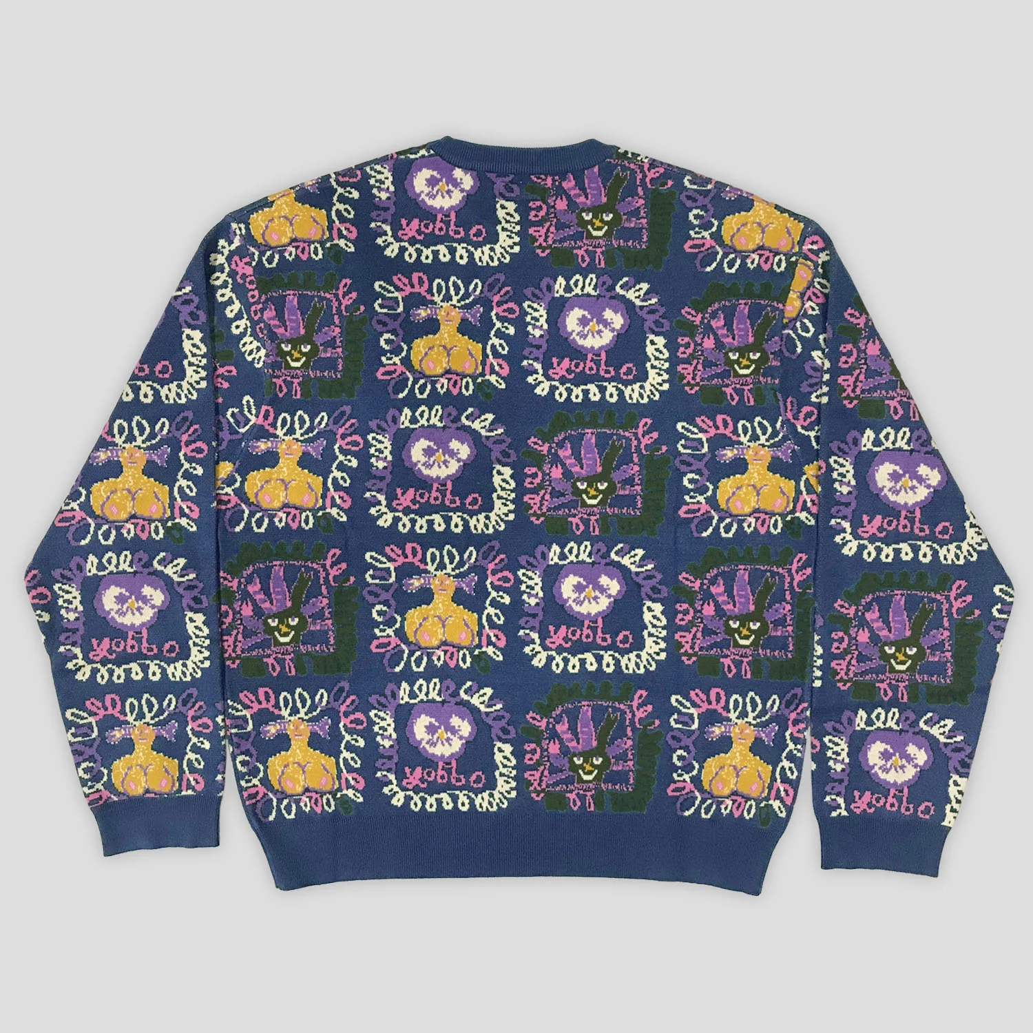 Pass~Port Faces Knit Sweater - Harbour Blue - Image 3