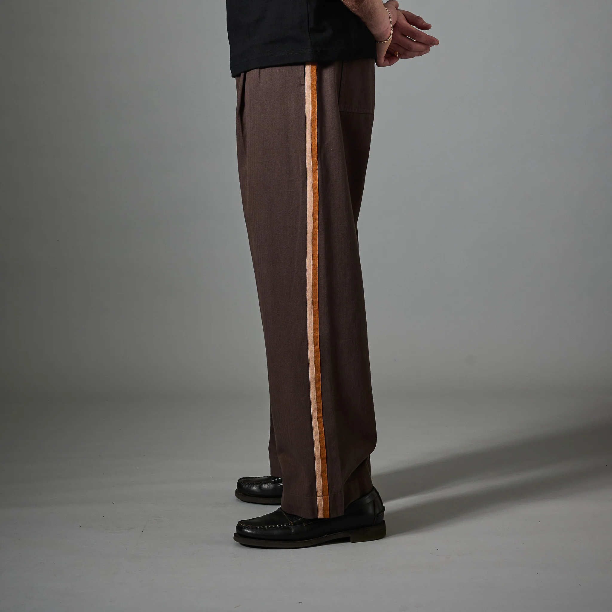 Pass~Port Herringbone Leagues Club Stripe Pant - Dark Brown - Image 3