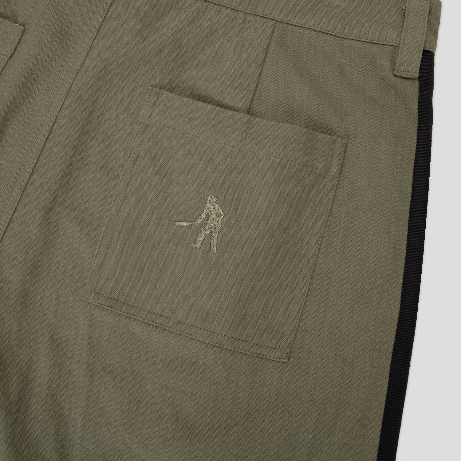 Pass~Port Herringbone Leagues Club Stripe Pant - Olive / Black - Image 7