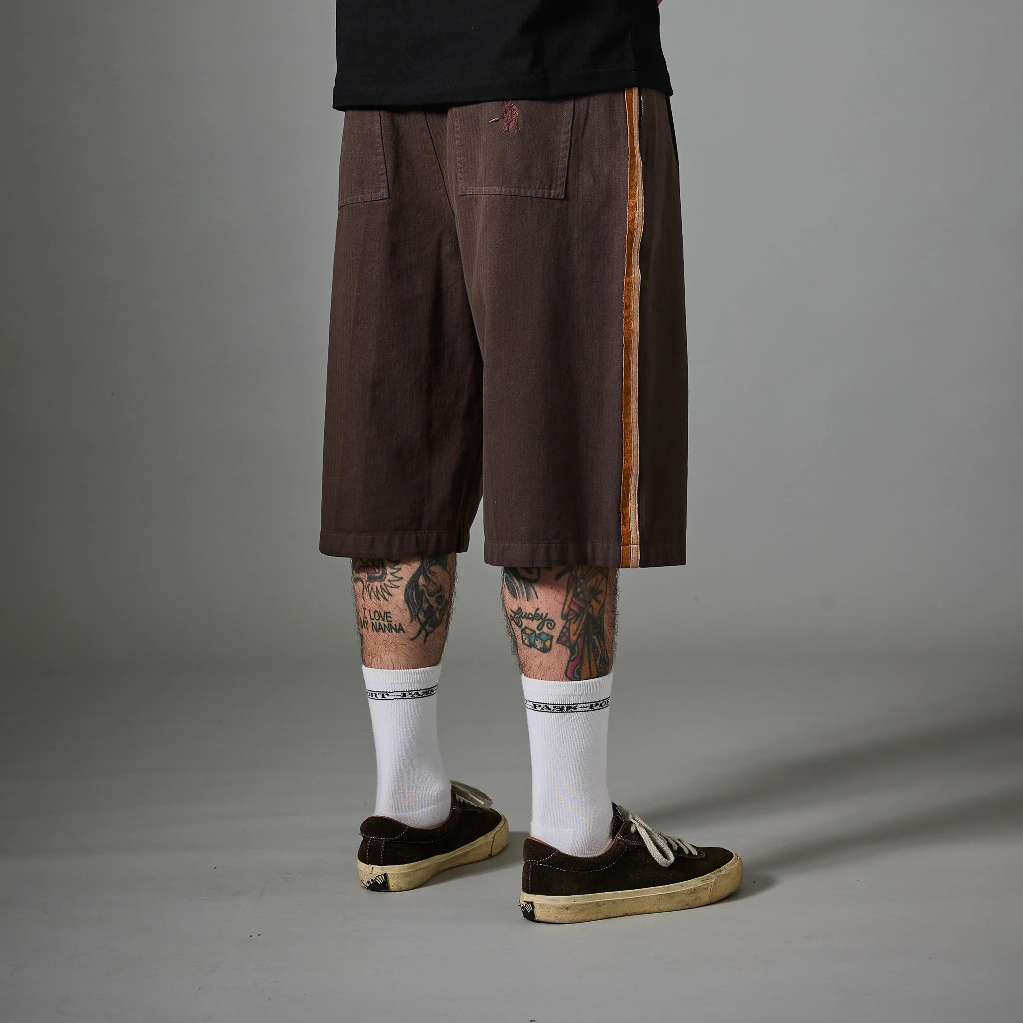 Pass~Port Herringbone Leagues Club Stripe Short - Dark Brown - Image 5