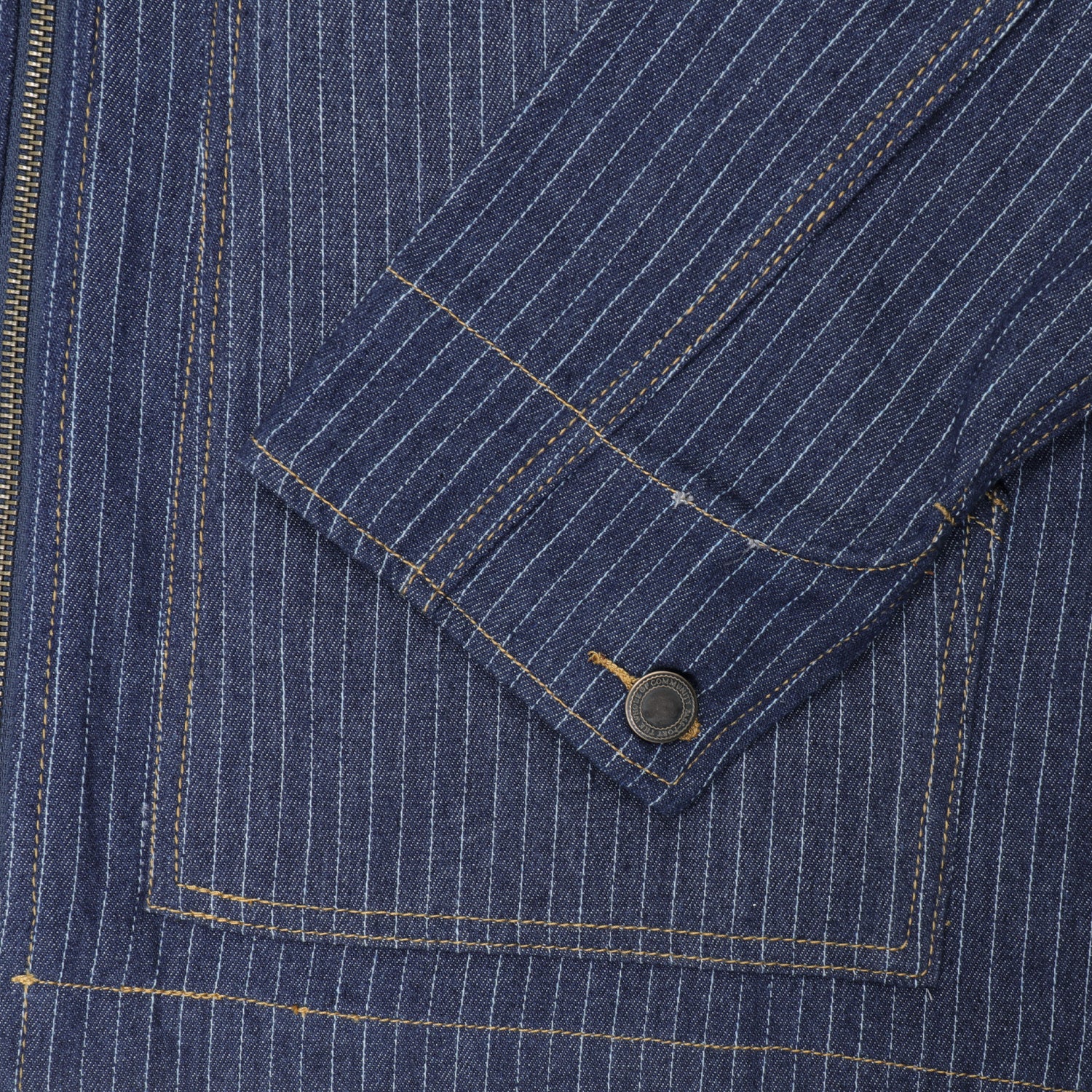 Pass~Port Long Con Striped Denim Packers Jacket - Dark Indigo - Image 6