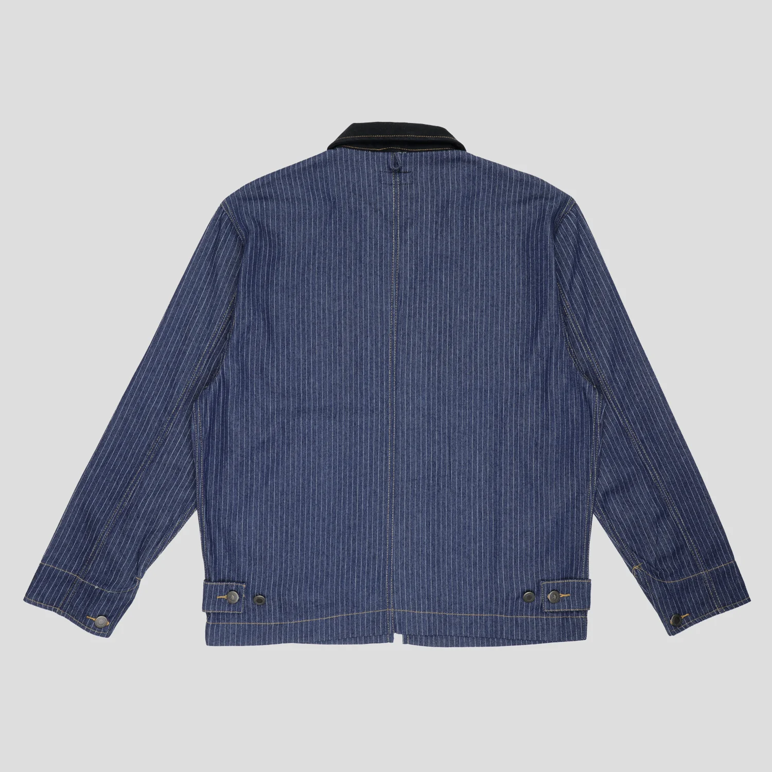 Pass~Port Long Con Striped Denim Packers Jacket - Dark Indigo - Image 9