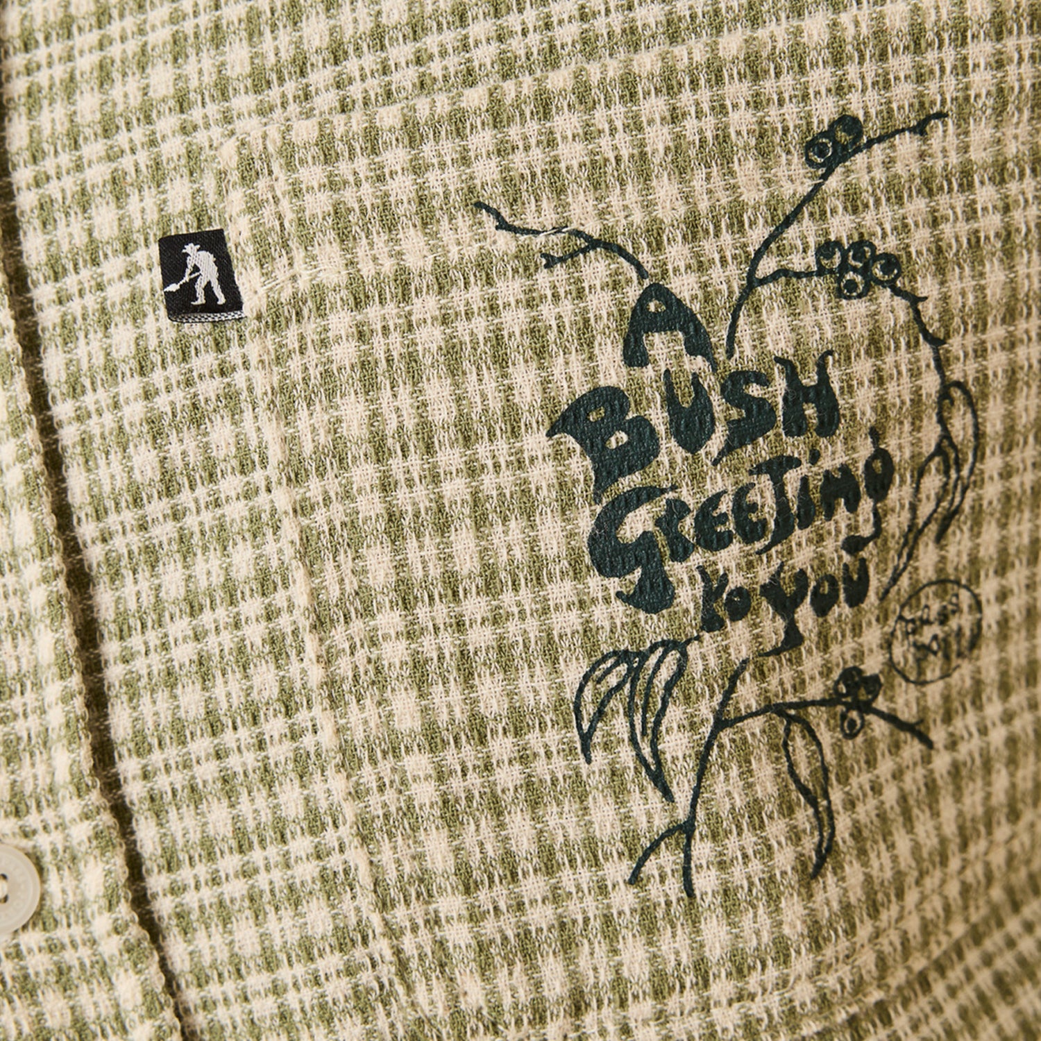 Pass~Port & May Gibbs Bush Greeting Workers Check Long Sleeve Shirt - Moss Green - Image 6