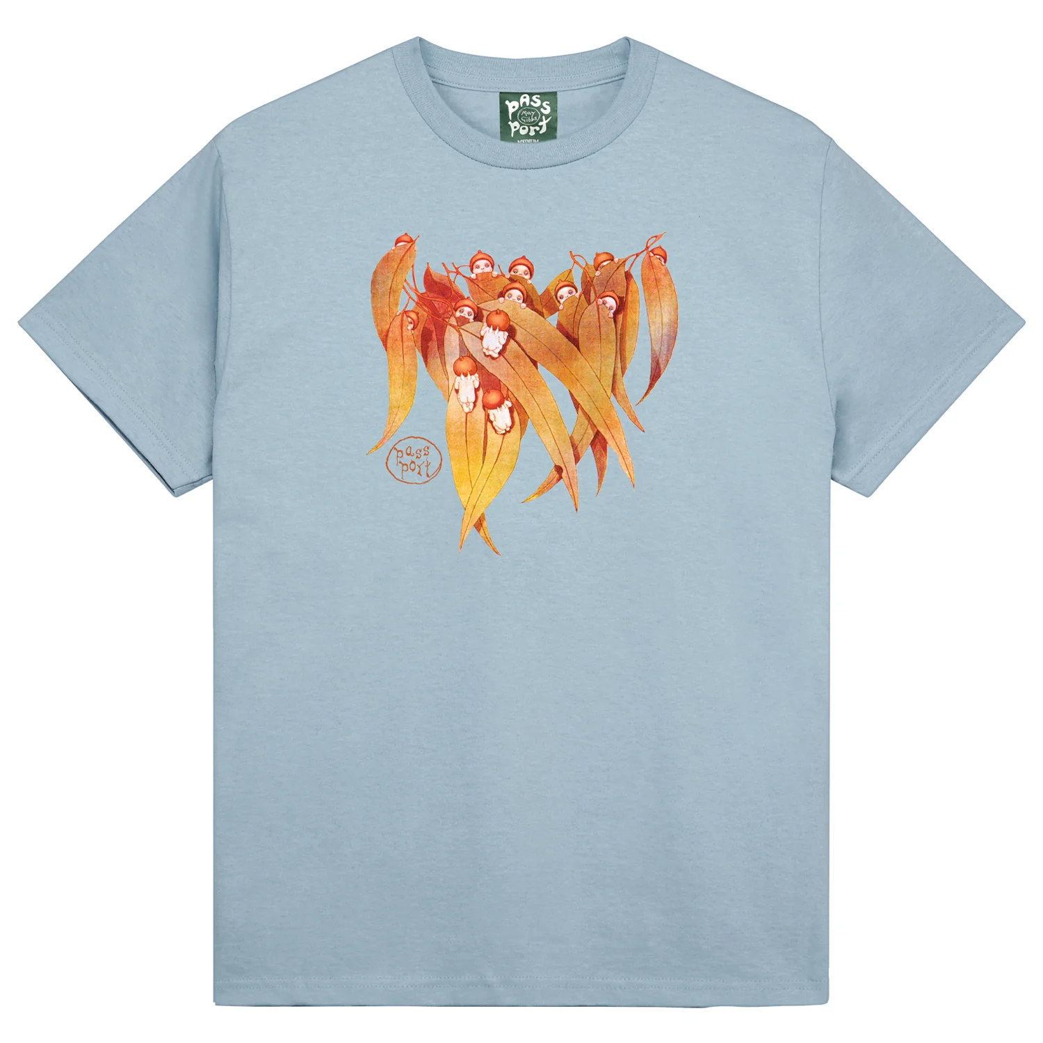 Pass~Port & May Gibbs Gum Leaf Tee - Stonewash Blue - Image 2