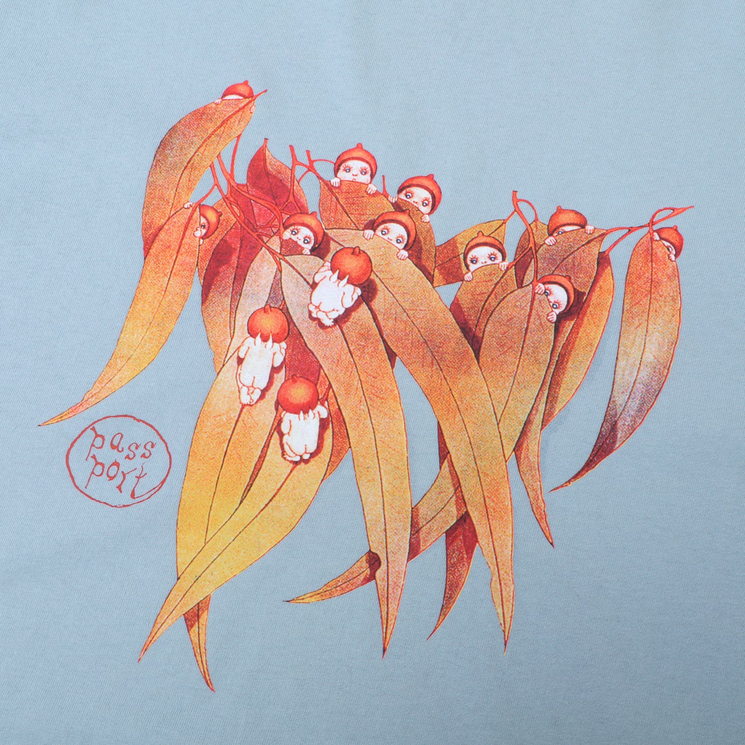 Pass~Port & May Gibbs Gum Leaf Tee - Stonewash Blue - Image 3