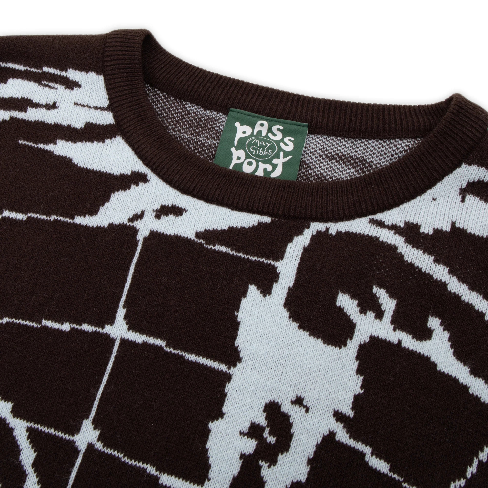 Pass~Port & May Gibbs Webbed Bed Knit Sweater - Baby Blue / Dark Choc - Image 3