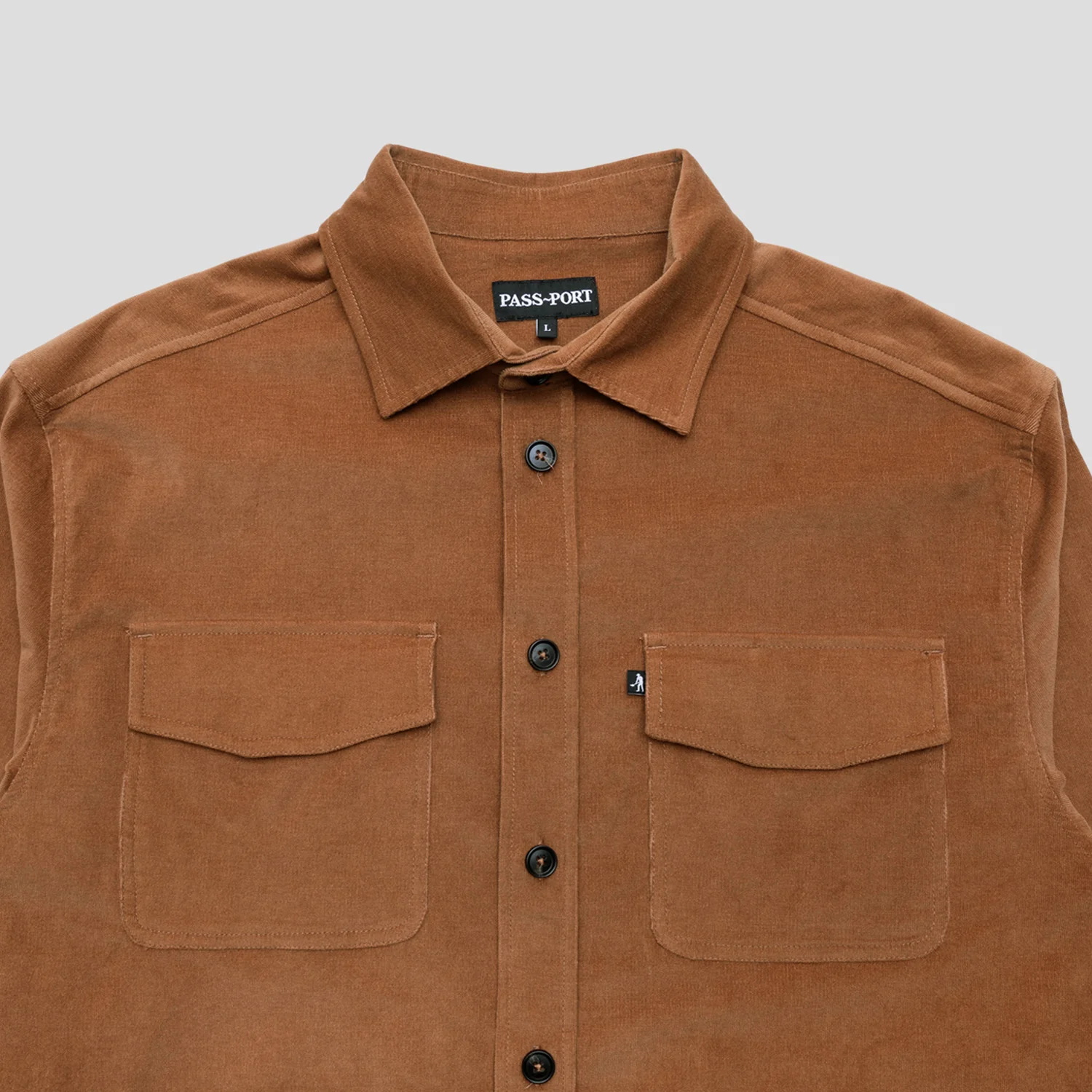 Pass~Port Micro Cord Workers Shirt - Caramel - Image 2