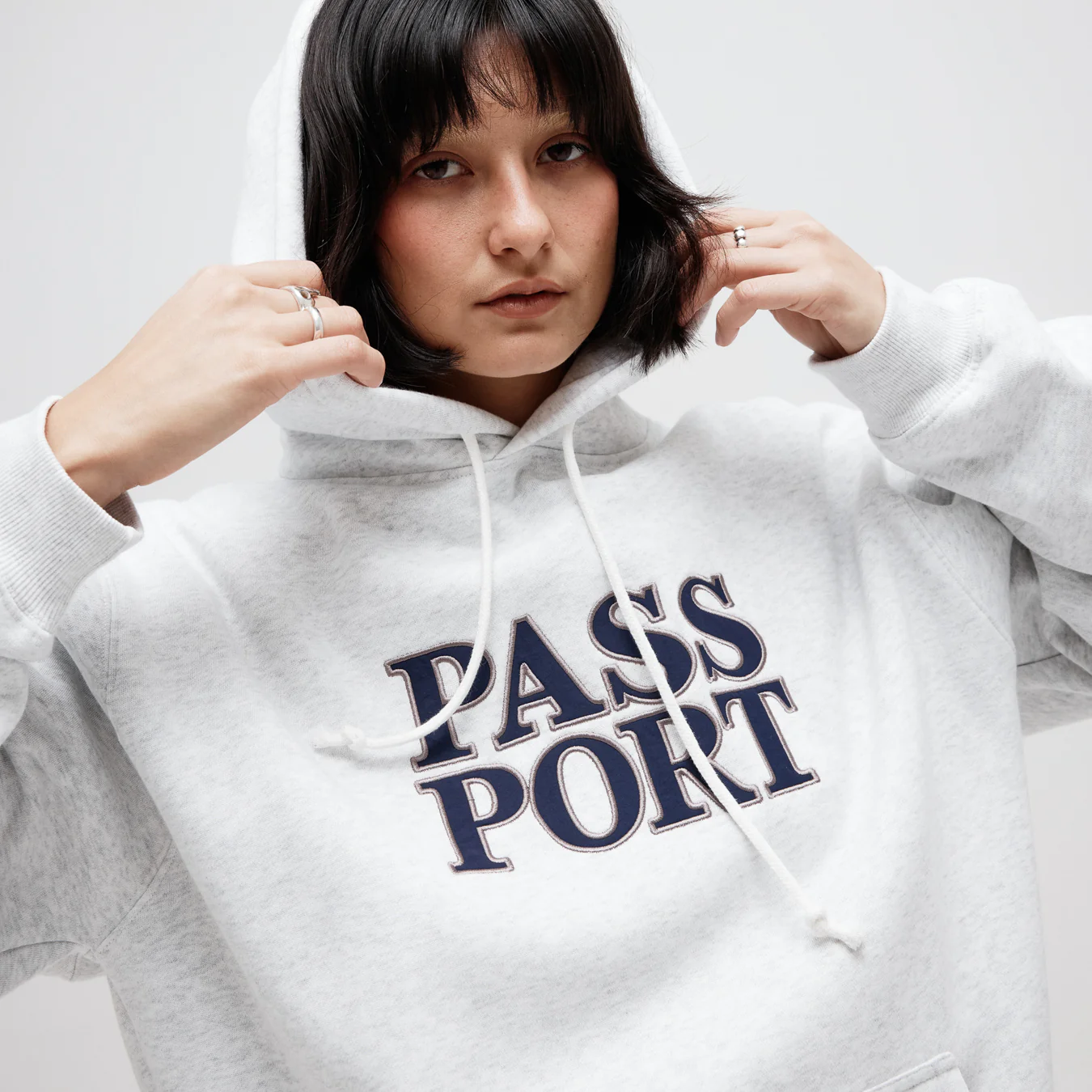 Pass~Port Official Stacked Applique Hood - White Marle - Image 3
