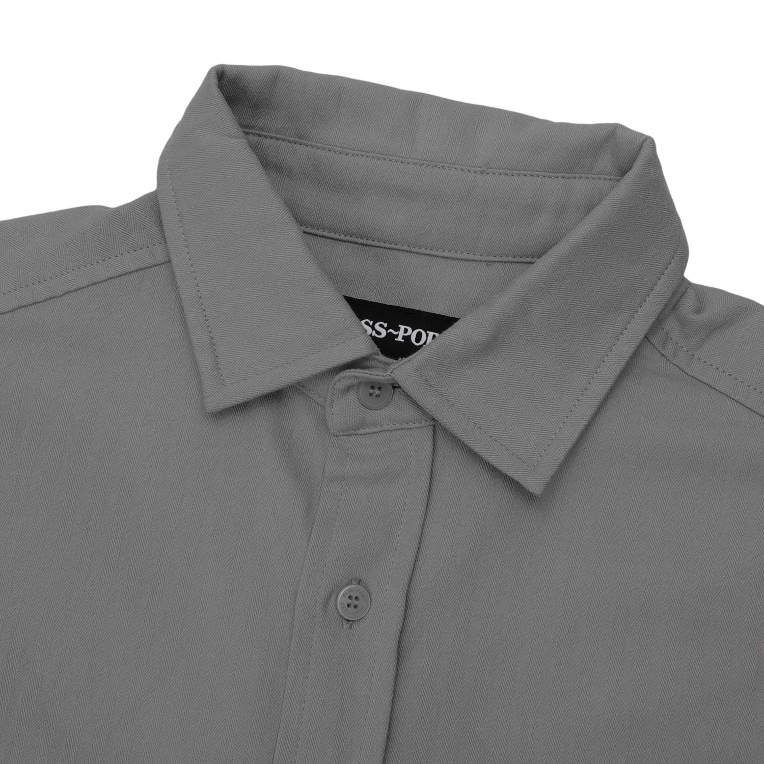 Pass~Port Ovalit Herringbone Long Sleeve Shirt - Grey - Image 3