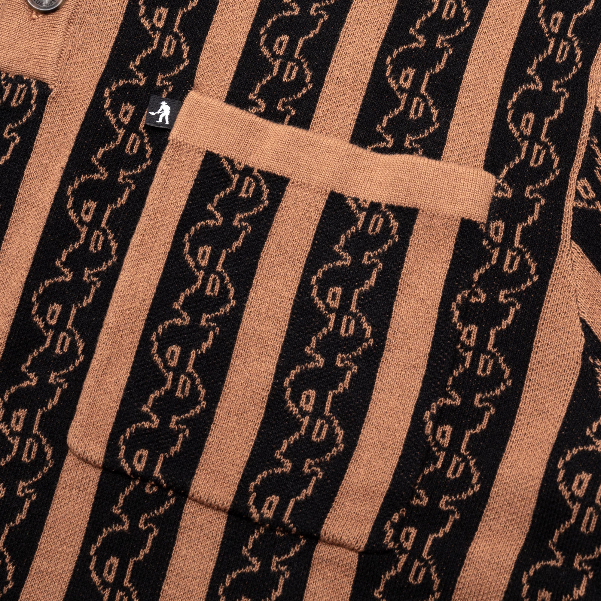 Pass~Port Pattoned Knit Polo Long Sleeve - Caramel - Image 2