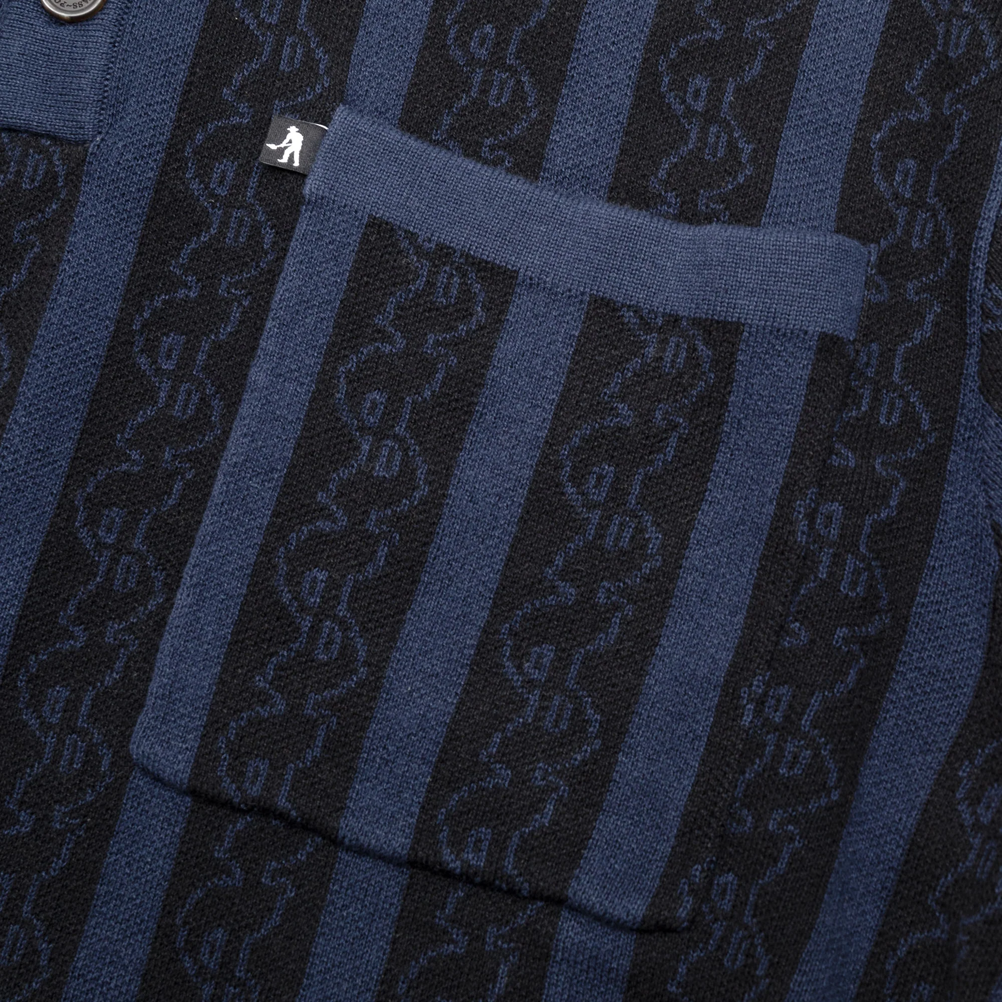Pass~Port Pattoned Knit Polo Long Sleeve - Navy - Image 2
