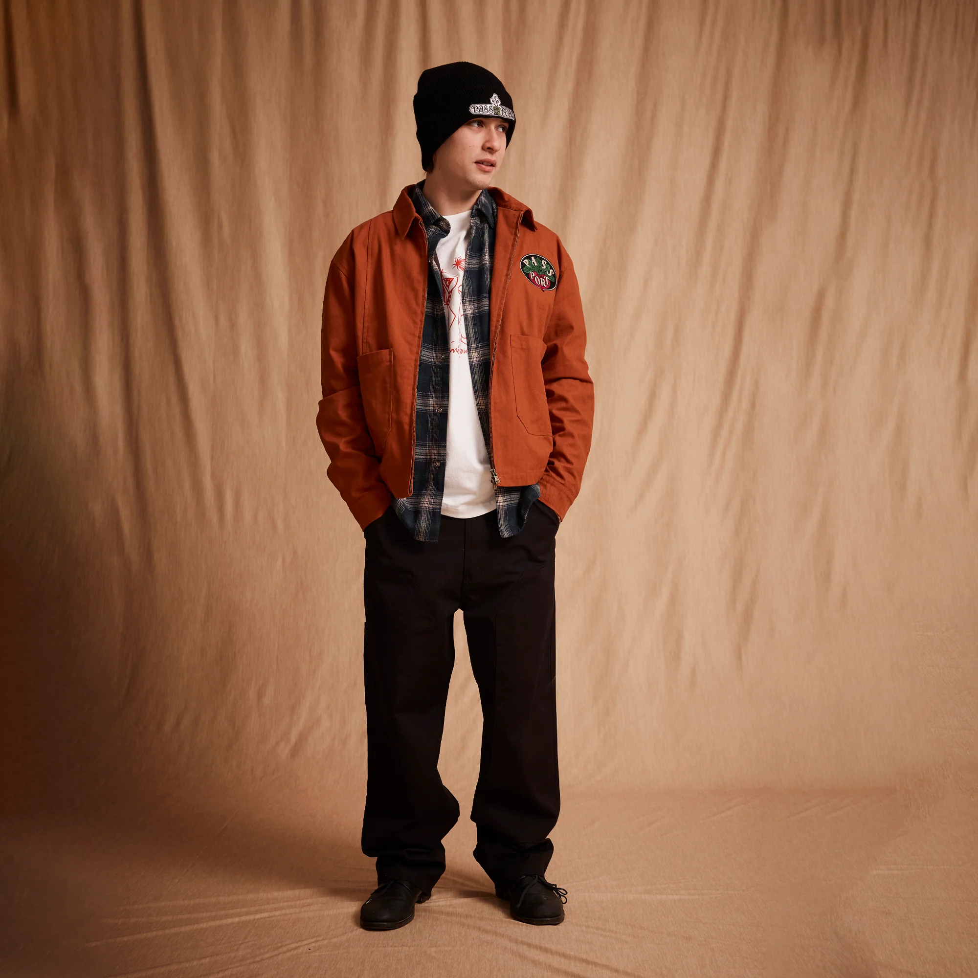 Pass~Port Radish Herringbone Workers Jacket - Deep Rust - Image 4