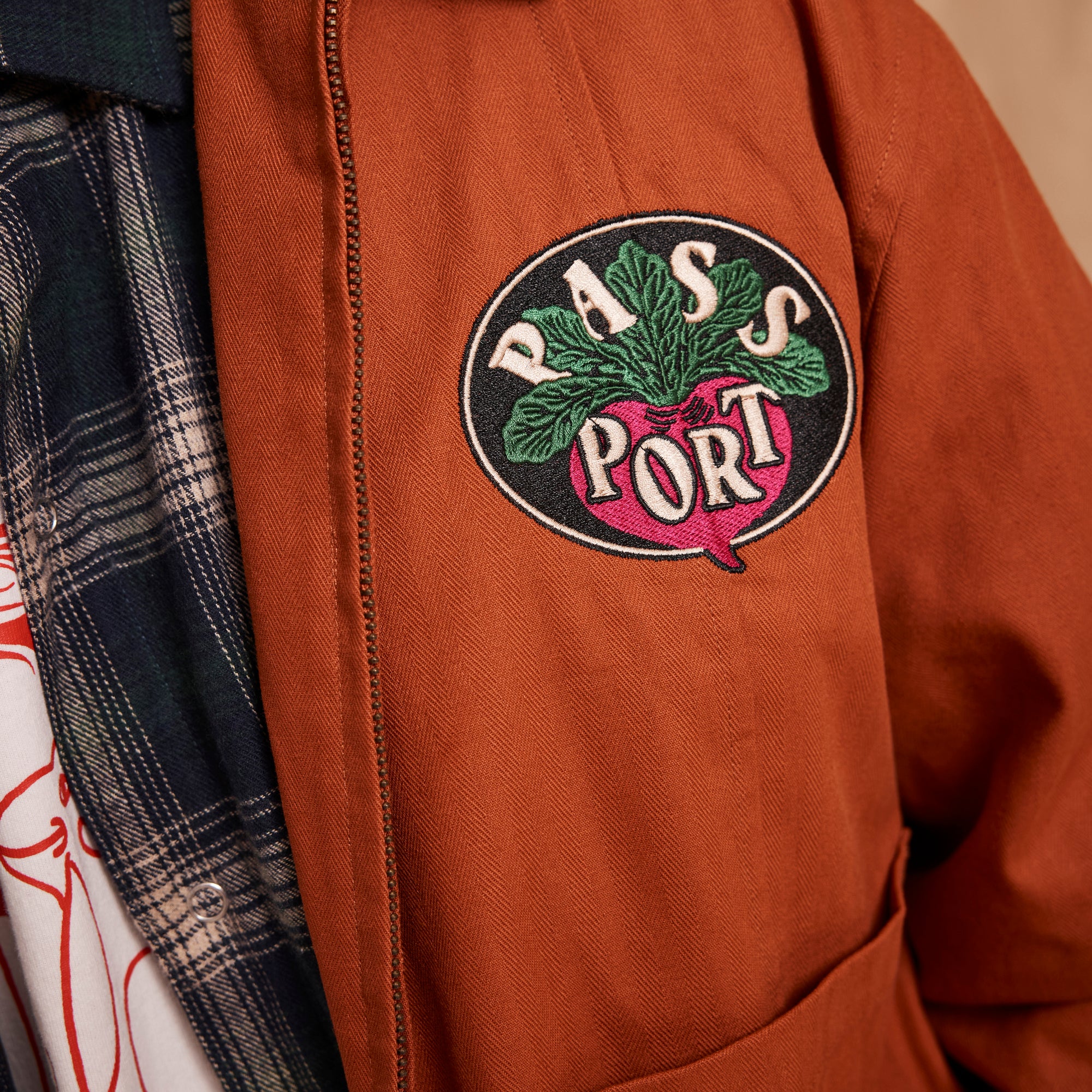 Pass~Port Radish Herringbone Workers Jacket - Deep Rust - Image 6